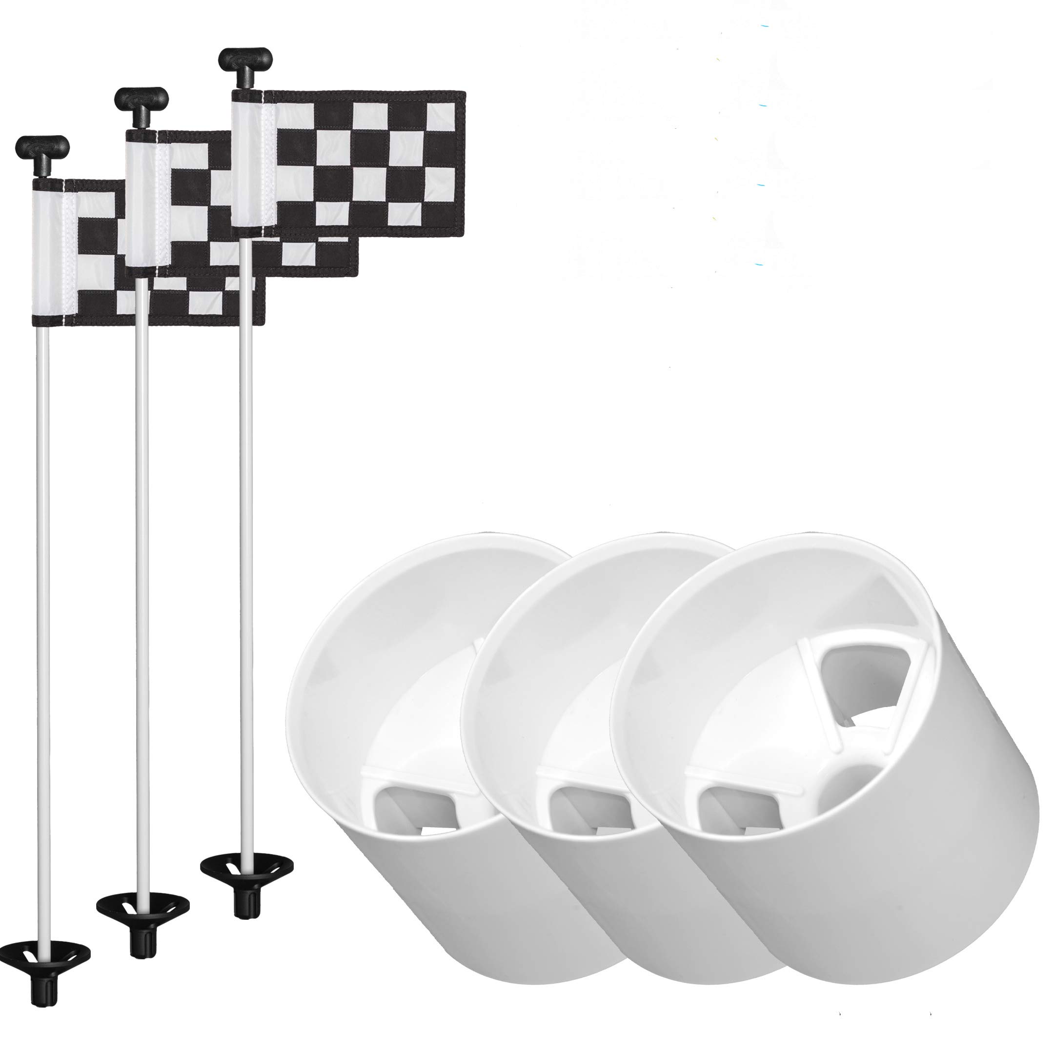 Premium Golf Flag & Cup Practice Set - 3 Mini Putting Green Flags, Poles & Cups for Backyard Training | Perfect for Home, Yard & Outdoor Golf Practice