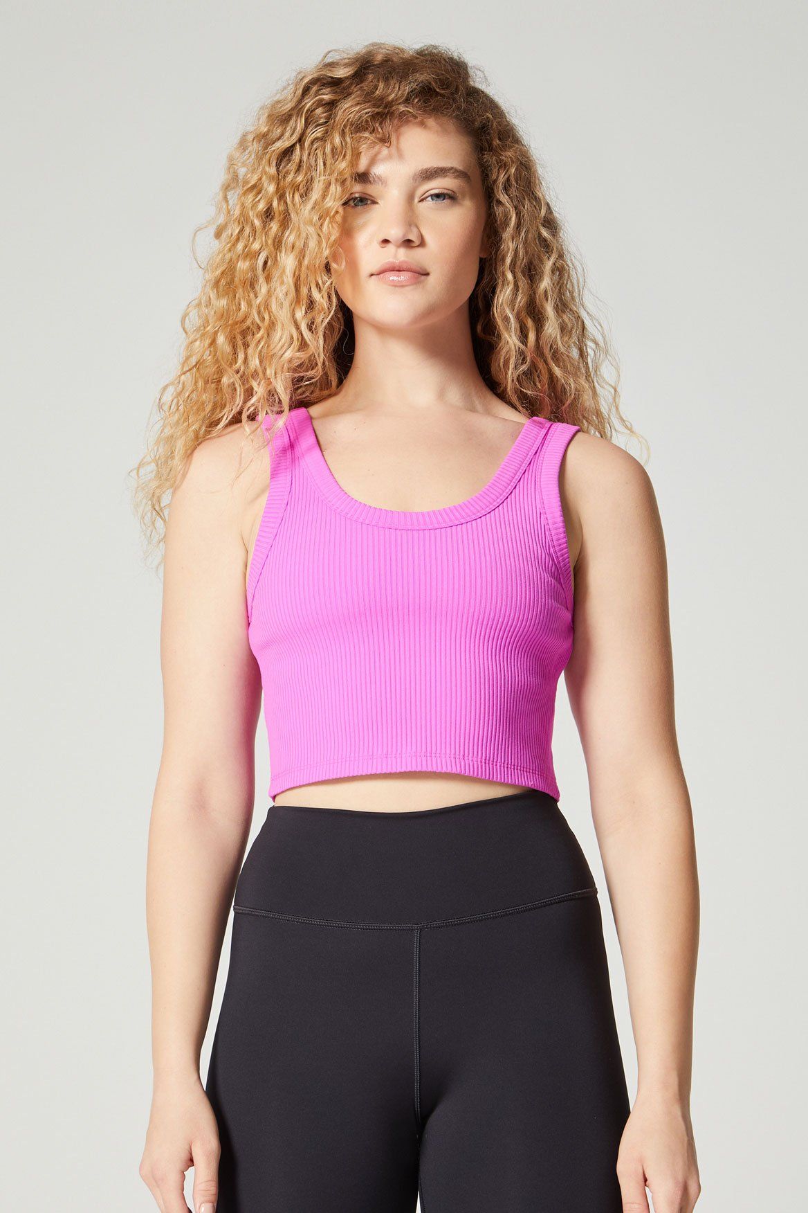 Anna Cropped Tank Top - Stretch Rib Knit in Orchid | Women's Casual Summer Tops for Beach, Yoga & Everyday Wear