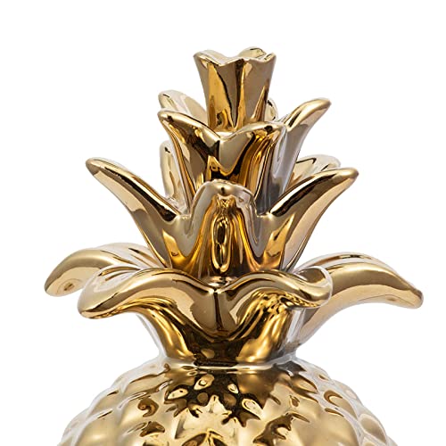 A&B Home Ceramic Pineapple Decor Set of 2 (Gold/White) - Cute Desk Decor for Living Room, Dining Room, Office | Perfect Housewarming & Wedding Gift | Home Decoration for Tropical & Summer Themes