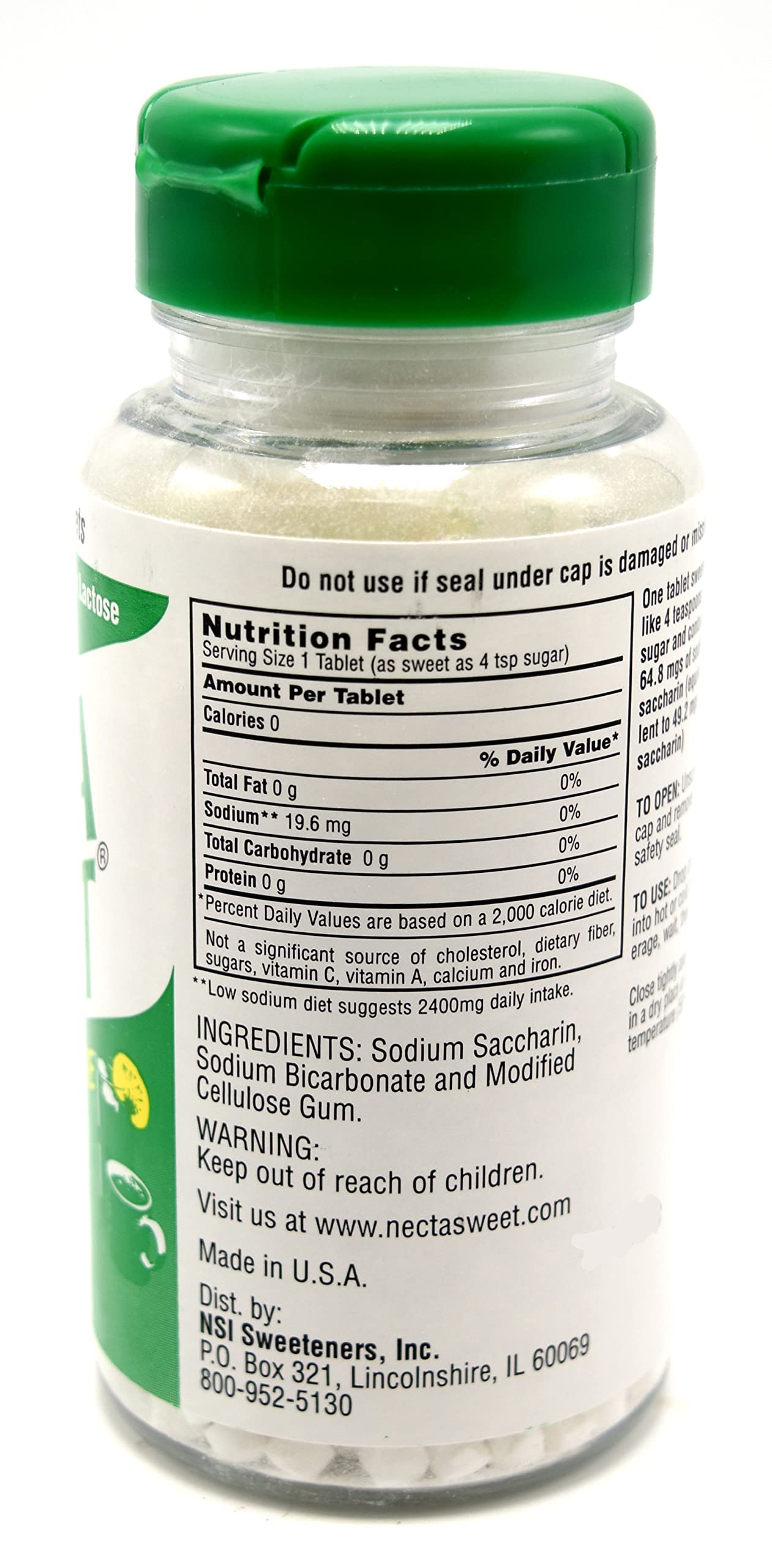 Necta Sweet Saccharin Tablets - 1 Grain Sugar Substitute (1000 Tablets per Bottle, Pack of 20) | Ideal for Baking, Coffee, Tea & Low-Calorie Diets