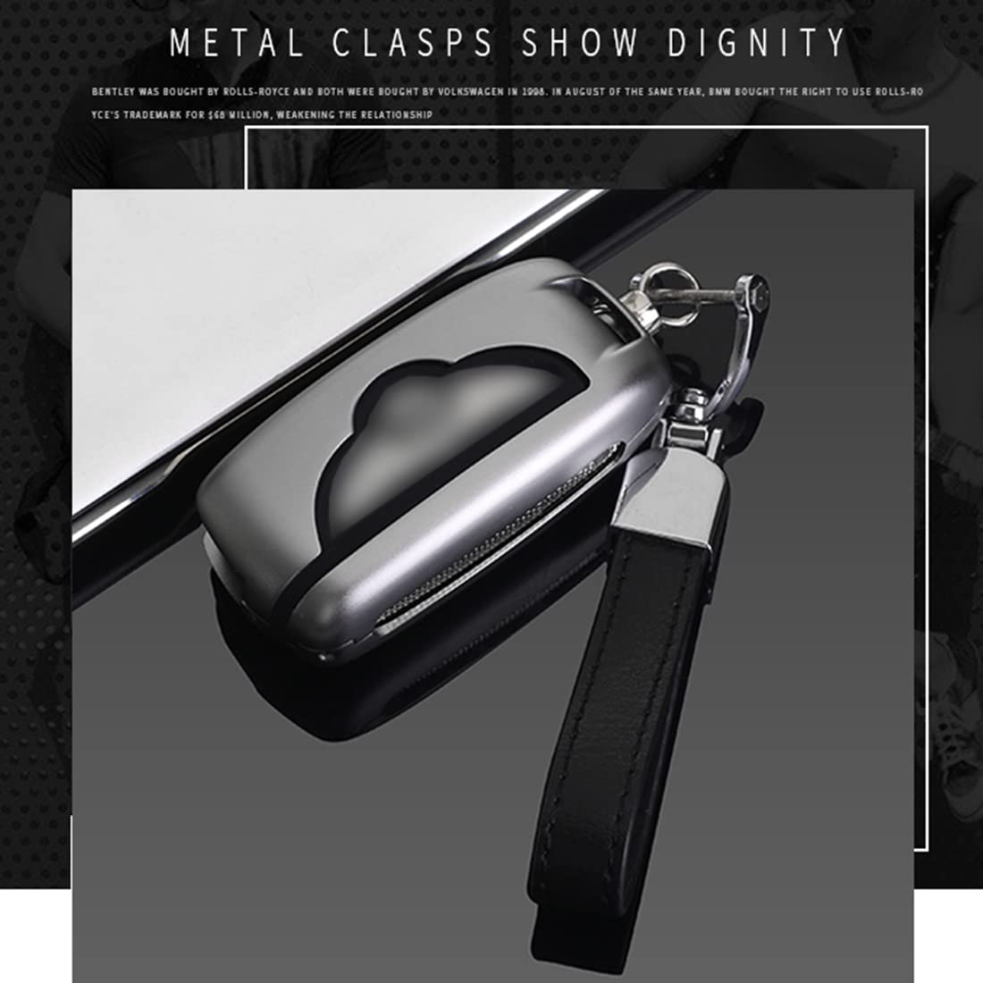 Premium Aluminum Alloy Car Key Fob Case Cover for Bentley Continental GT/GTC/Mulsanne - Durable Keychain Protector with Luxury Design (Perfect for Bentley Owners, Car Enthusiasts & Gift Giving)