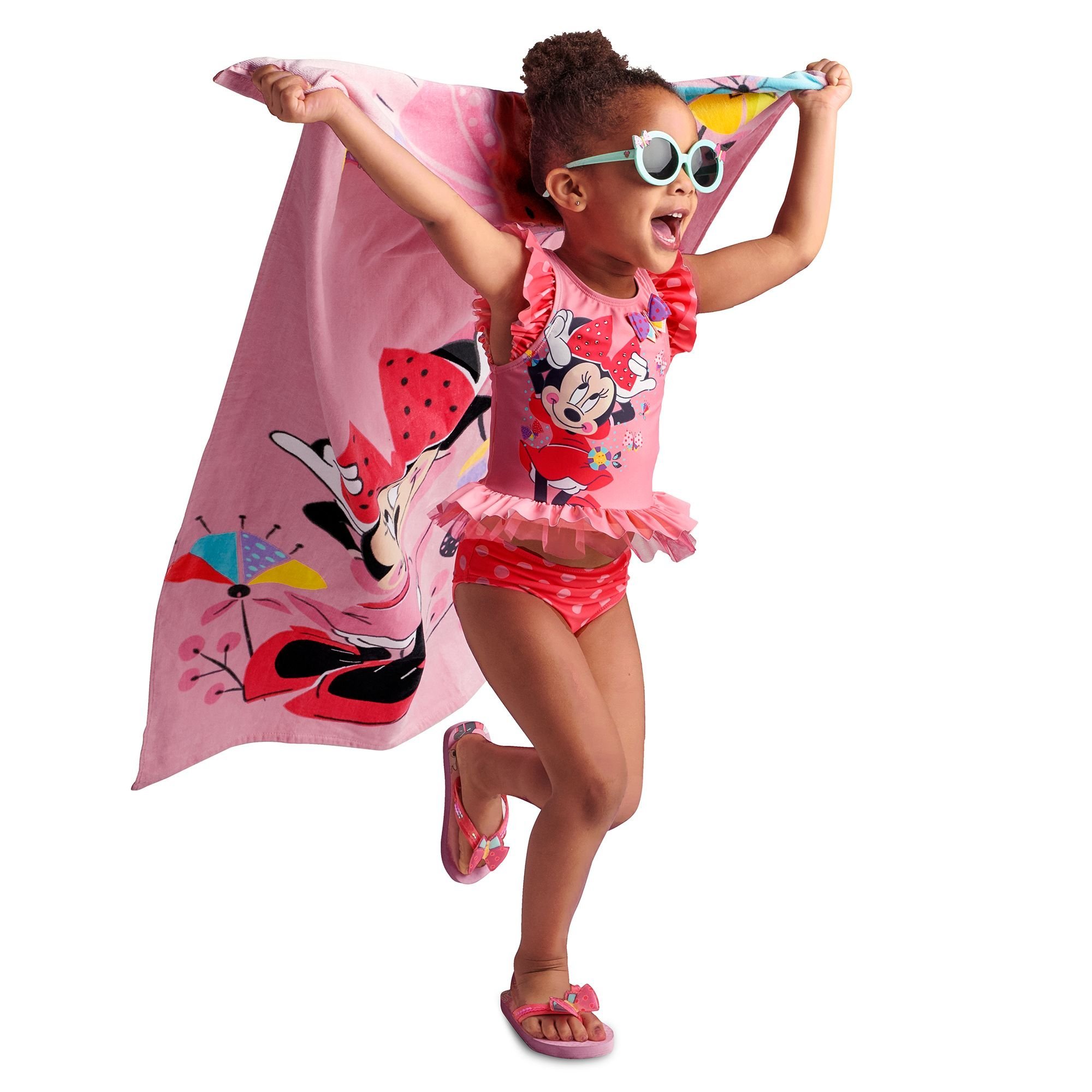 Disney Minnie Mouse Beach Towel for Kids - Soft Pink Cotton Bath Towel for Swimming Pool, Beach, Summer Vacation & Outdoor Activities