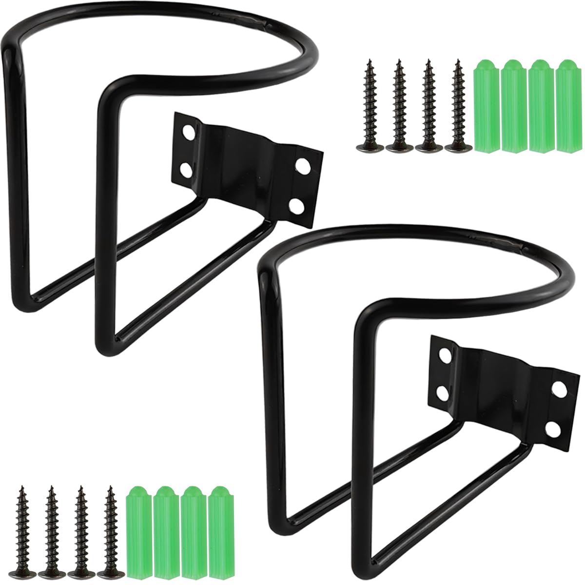 TIHOOD 2-Pack Stainless Steel Universal Cup Holder - Black Coated Boat Drink Holder for Marine, Truck, RV, Tractor & Outdoor Swing - Perfect for Boating, Camping, Tailgating & Outdoor Adventures