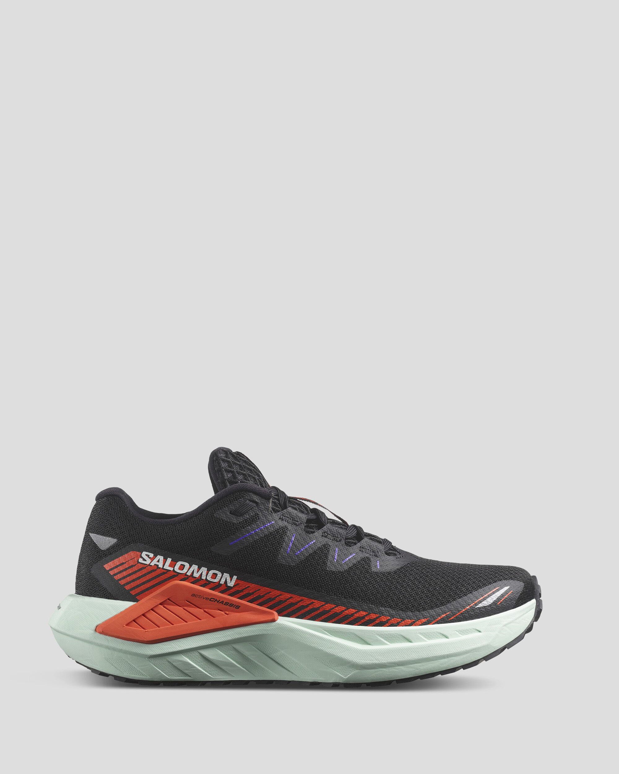 Women's Salomon DRX Defy Grvl Running Shoes - Lightweight Trail Running Shoes for Women with Grip & Cushion - Black/Cherry Tomato/Bay - Perfect for Gravel Trails, Hiking & Outdoor Adventures