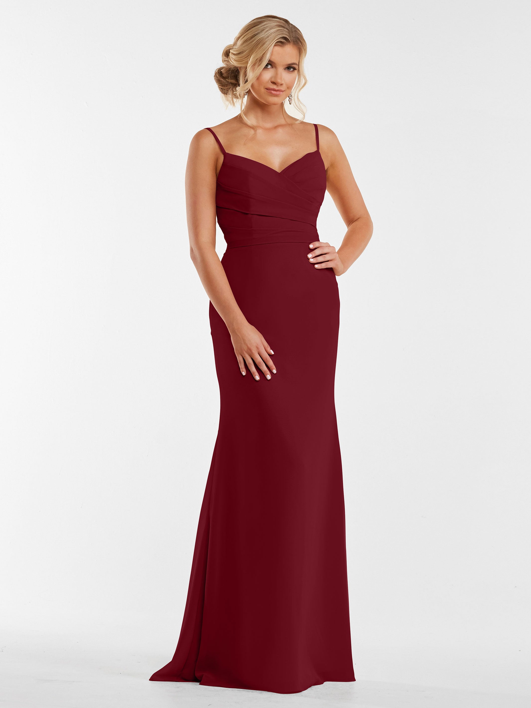 Elegant 80169 Chiffon Sheath Bridesmaid Dress with Pleated Bodice - Perfect for Weddings, Formal Events & Special Occasions