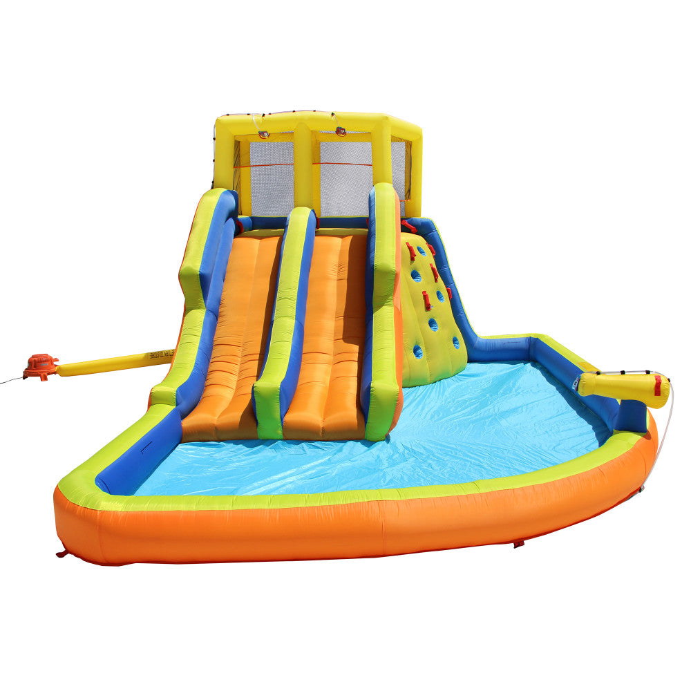 Banzai Double Drench Water Park - Inflatable Dual Slide Backyard Splash Pool Toy for Kids Outdoor Summer Water Play