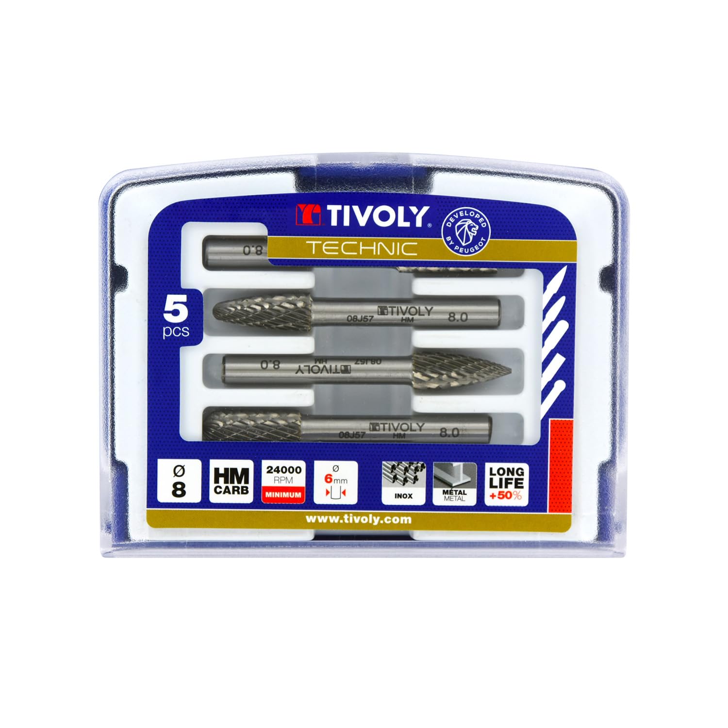 5-Piece Tungsten Carbide Burr Set for Metal - 5/16