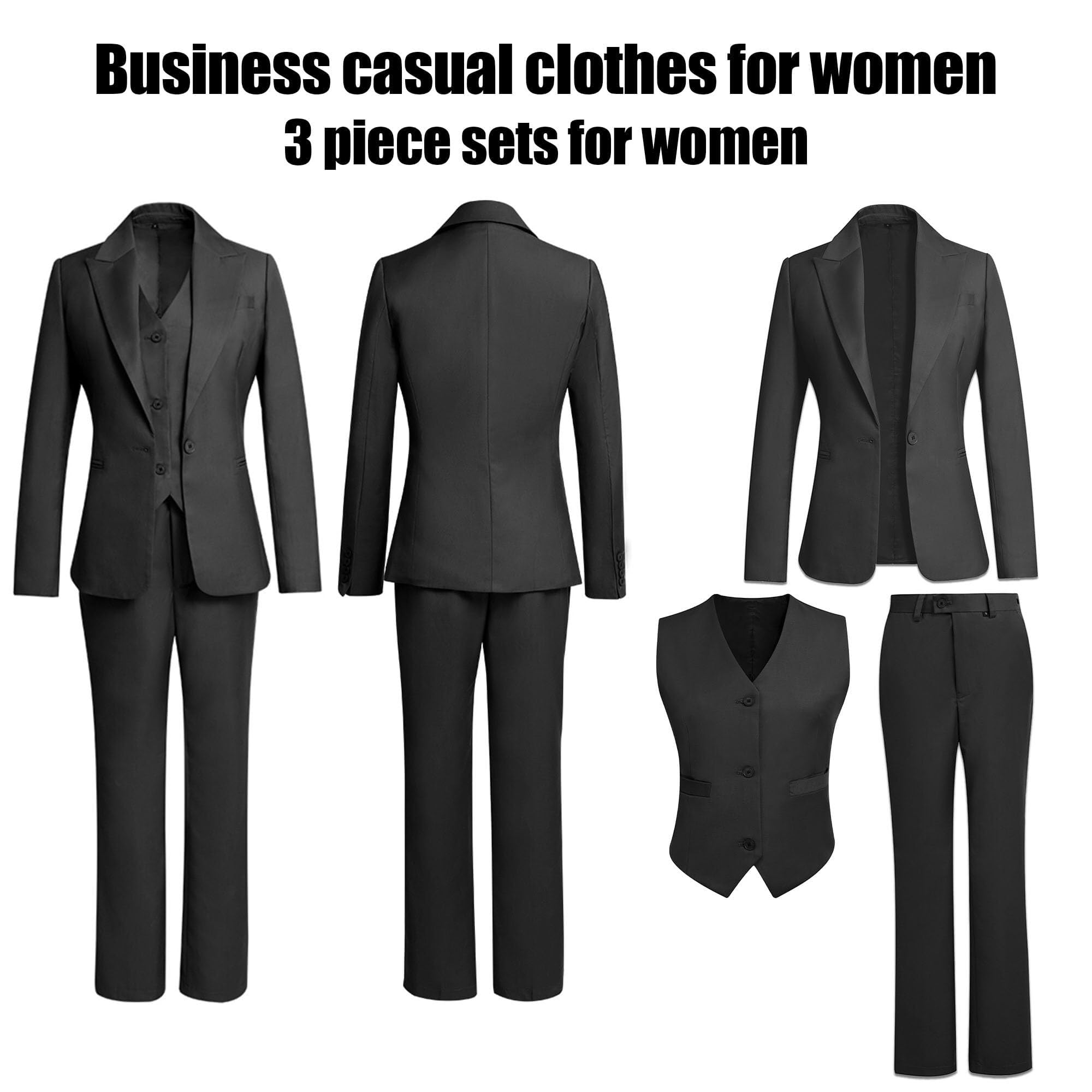 Women's 3 Piece Suit Set - Professional Blazer Jacket & Pants for Business Casual Office Wear | Perfect for Work, Interviews, and Formal Events