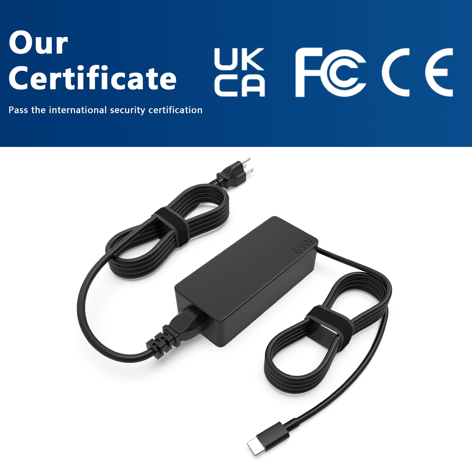 65W USB C Fast Charger for Lenovo ThinkPad E16 E14 T14 Gen 5/4/3, X1 Carbon Gen 11/10/9, ThinkBook 15 Gen 4/3/2 - Compact Power Adapter with PD 3.0 - Perfect for Business Travel & Home Office Use