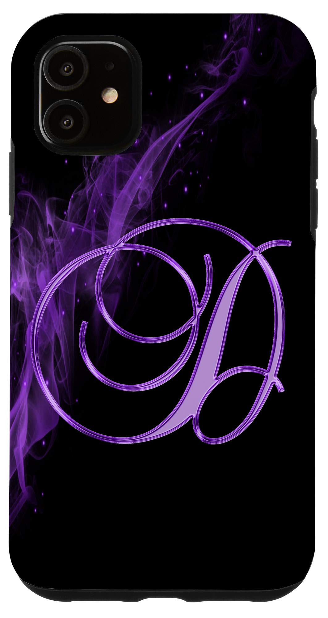 Custom iPhone 11 Case with Purple Smoke & Fire Design - Personalized Monogram Letter Name Art Cover - Perfect for Daily Use, Gifts & Special Occasions