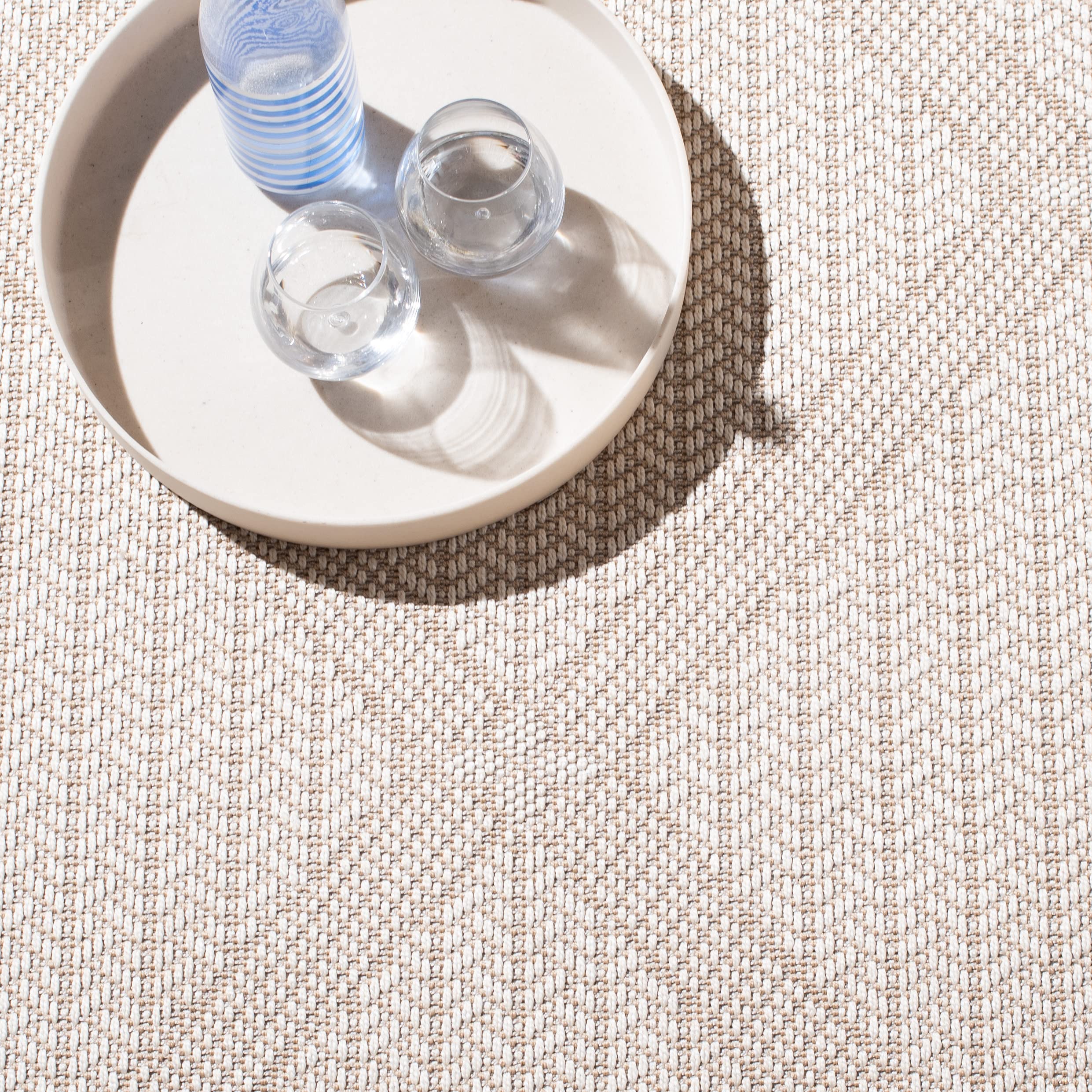 SAFAVIEH Bermuda Collection 8' x 8' Square Cream & Beige Area Rug - Non-Shedding, Machine Washable Indoor/Outdoor Rug for Easy Care - Perfect for Living Room, Bedroom, Patio, Backyard & Mudroom (BMU811A)
