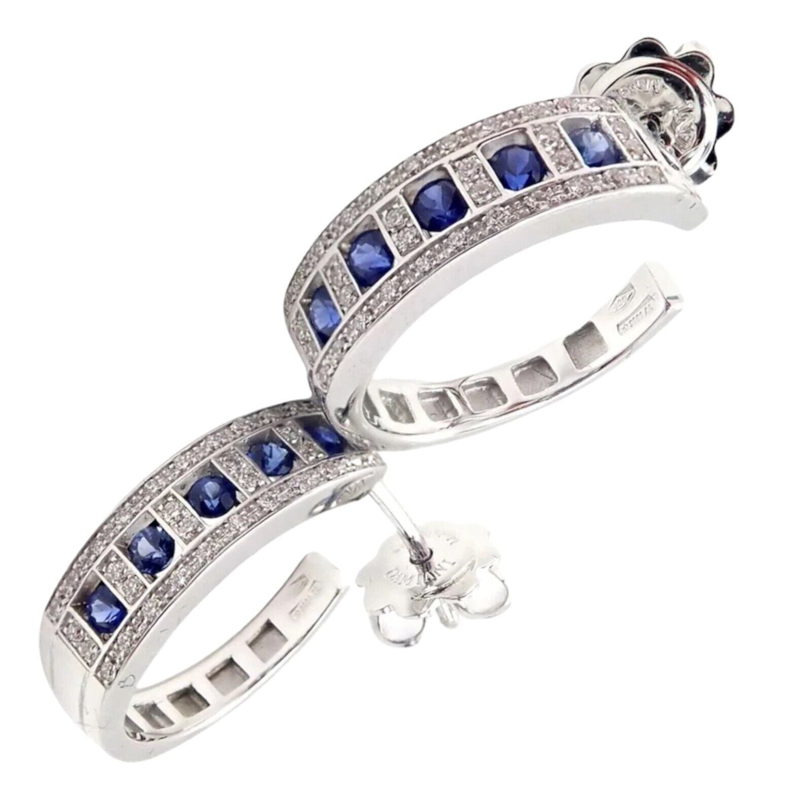 Authentic Damiani 18K White Gold Diamond & Sapphire Belle Epoque Earrings - Luxury Jewelry for Weddings, Anniversaries & Special Occasions