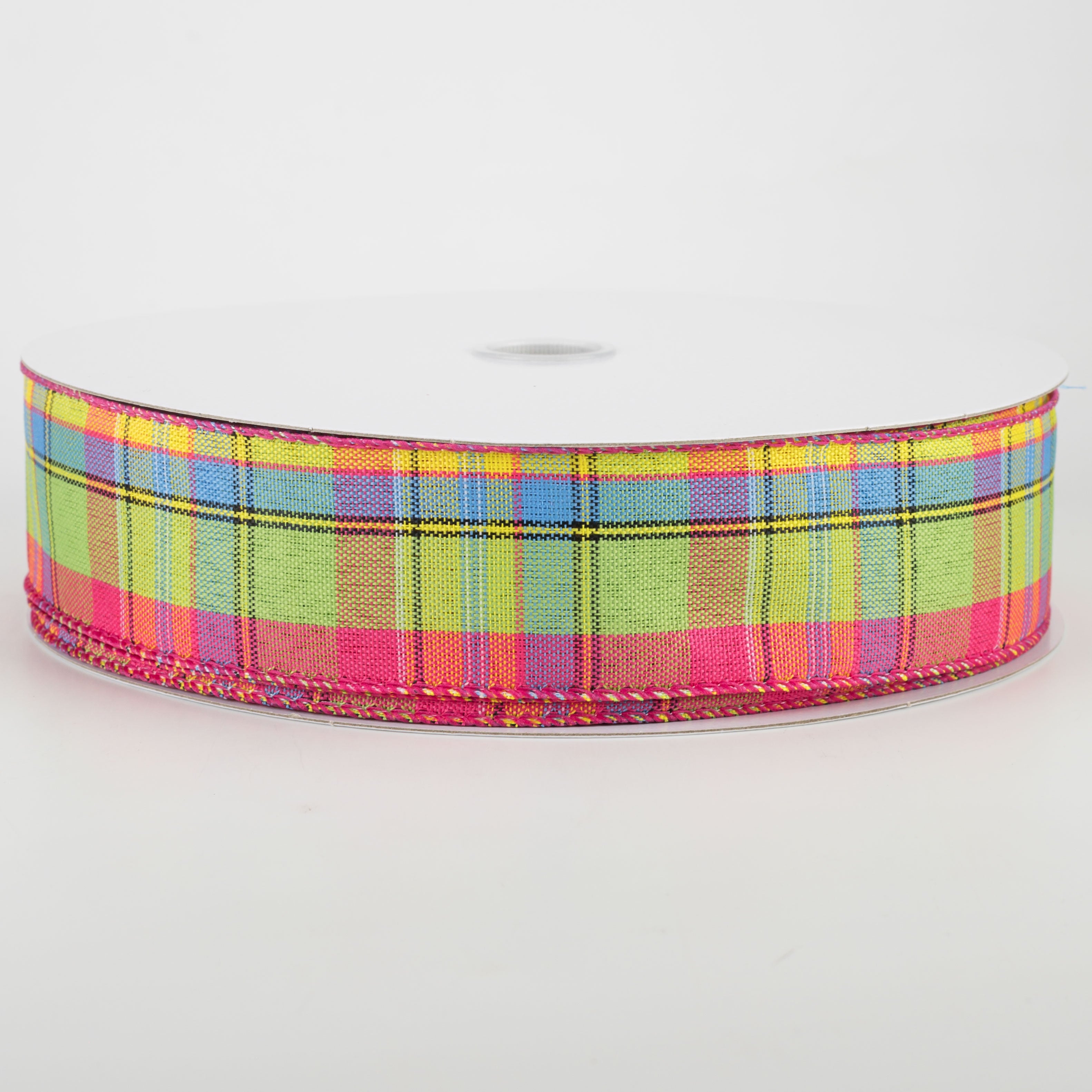 1.5 Inch Montana Plaid Ribbon - 50 Yards Bulk Spool in Yellow, Fuchsia & Lime Colors | Perfect for Gift Wrapping, DIY Crafts, Scrapbooking and Party Decorations