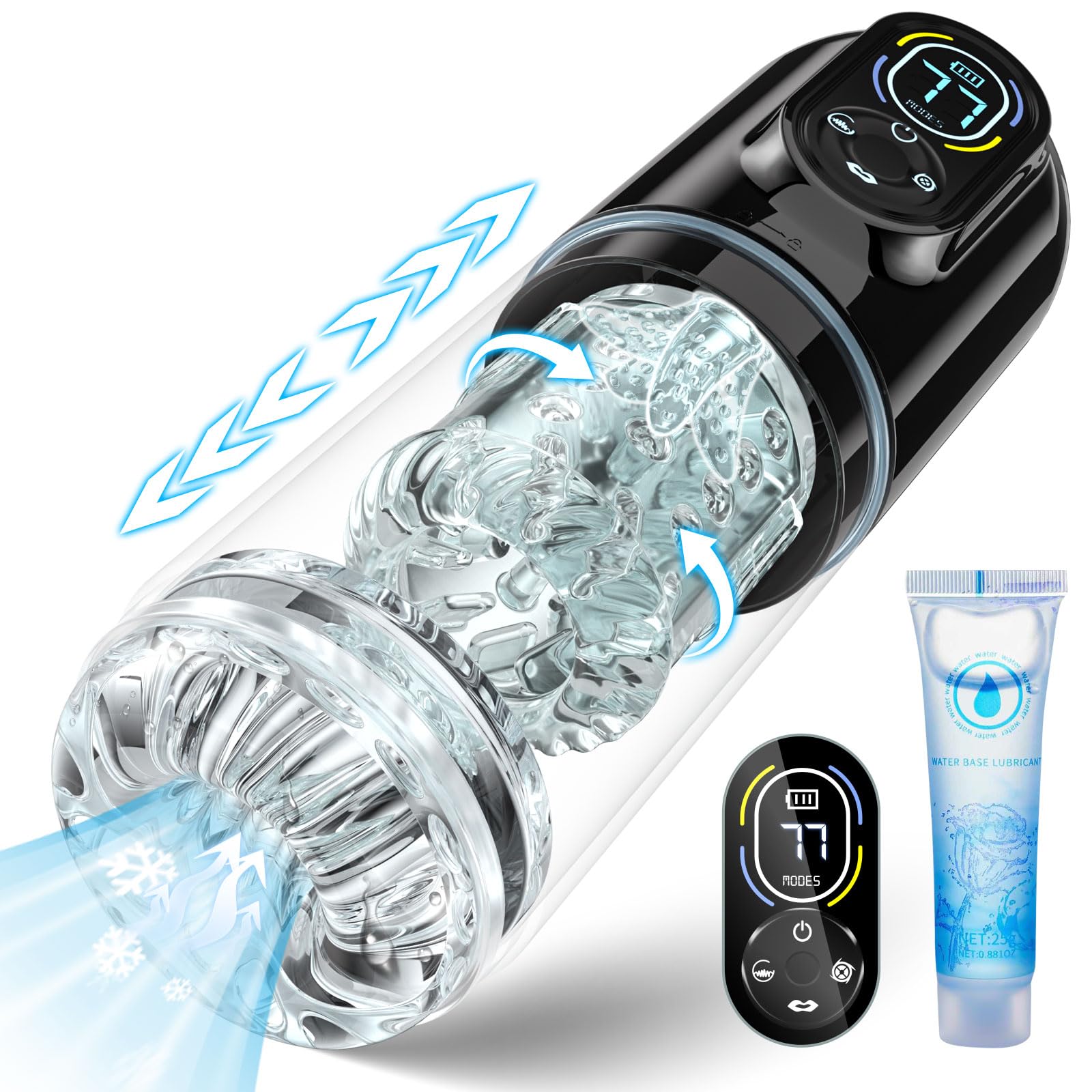 Best Automatic Male Masturbator - 7-in-1 Penis Pump with Sucking, Vibrating, Thrusting, Rotating & Licking Functions | Realistic Blowjob Sex Toy for Men | Discreet Pocket Pussy & Male Stroker for Solo Pleasure & Stress Relief