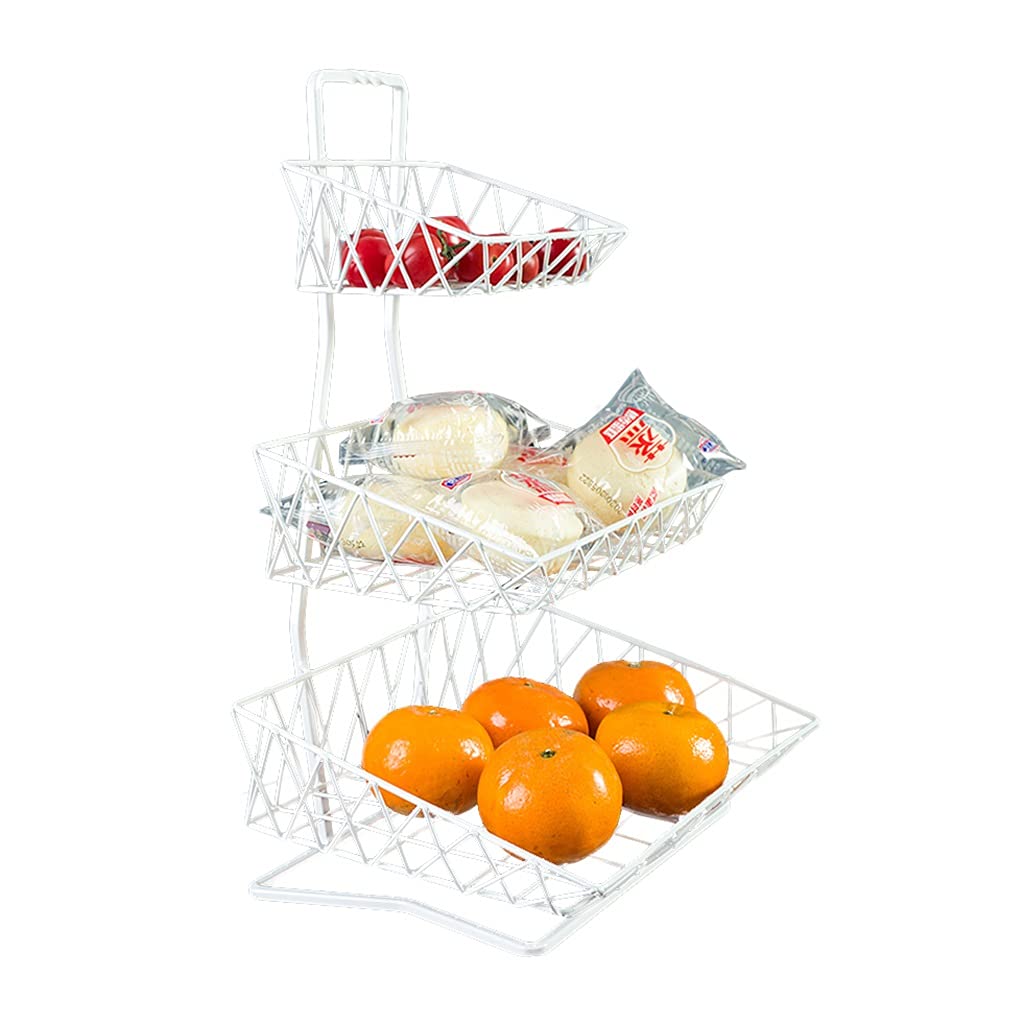 Stainless Steel 2 Tier & 3 Tier Fruit Bowl Stand - Modern Metal Fruit Basket Holder for Kitchen Countertop, Dining Table, Party Display (White, 26x20x40cm) - Perfect for Fresh Fruit Storage, Home Decor & Entertaining Guests
