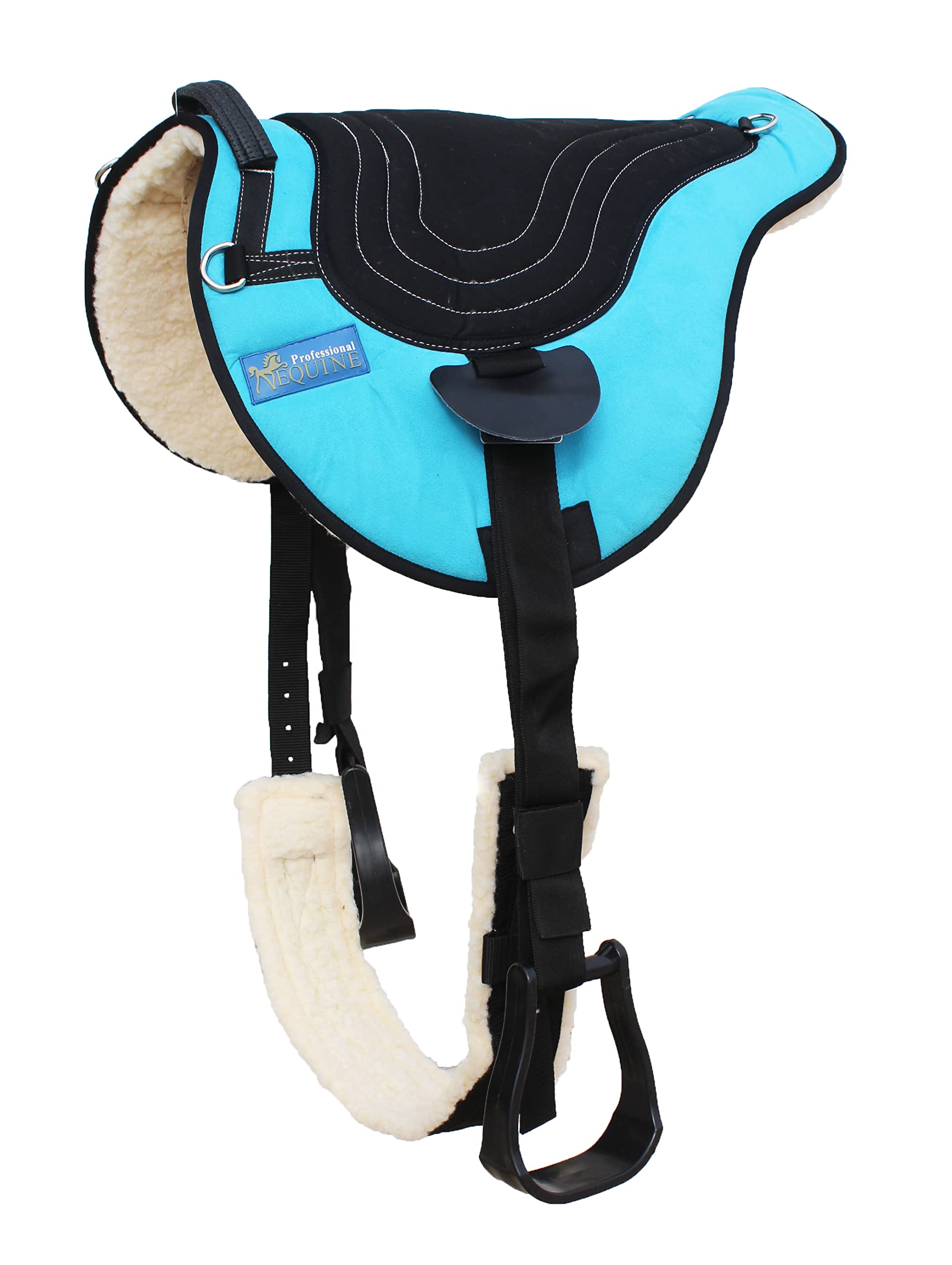 Western Horse Fleece Padded Bareback Saddle Pad with Stirrups - Comfortable Riding Gear for Trail Riding & Training (Model 39191)
