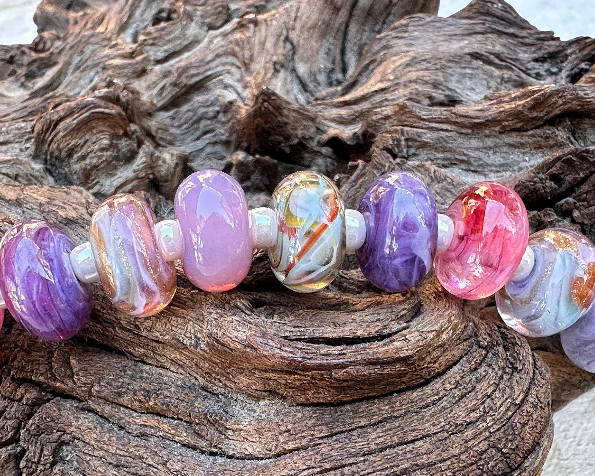 16pcs Pink Orphan Lampwork Glass Beads for Jewelry Making - DIY Bracelets, Necklaces & Craft Projects - Handmade Artisan Beads for Unique Designs