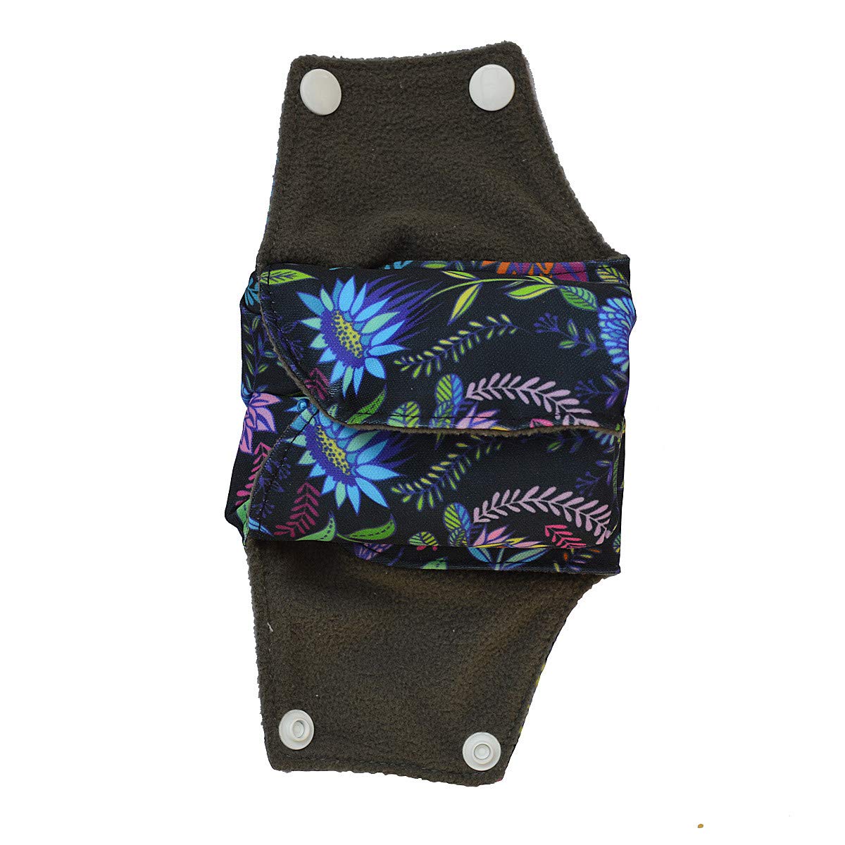 Organic Cotton Washable Reusable Menstrual Pads - Eco-Friendly Cloth Sanitary Pads for Women, Overnight Bloom Pattern (16 Inch) | Comfortable Period Protection for Heavy Flow Days & Postpartum Care