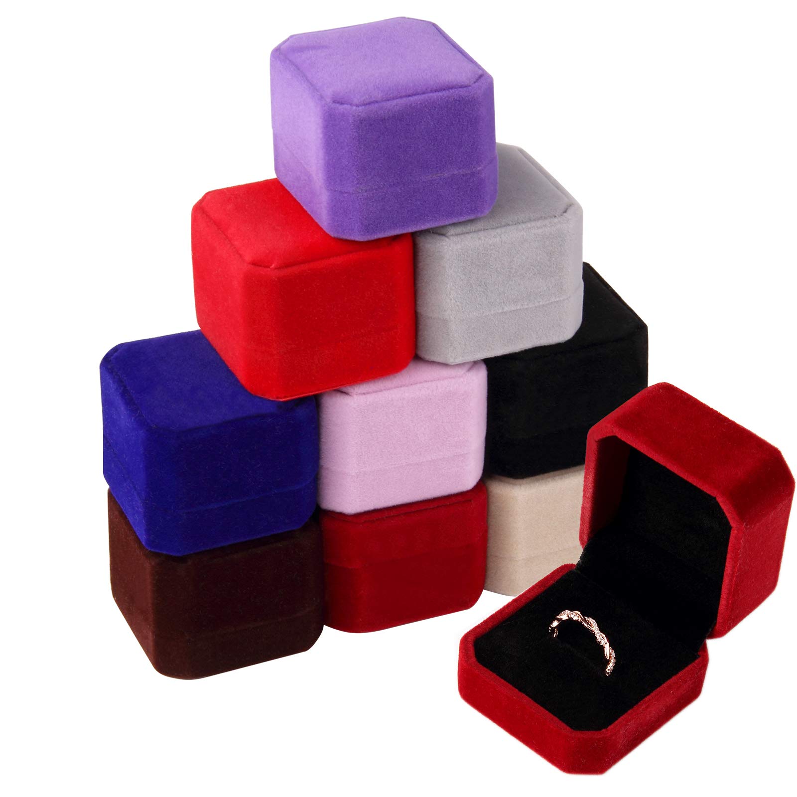 Lamoutor 9Pcs Velvet Ring Box & Earring Jewelry Gift Set - Assorted Colors for Wedding, Engagement, Anniversary & Birthday Gifts - Perfect for Jewelry Storage & Presentation