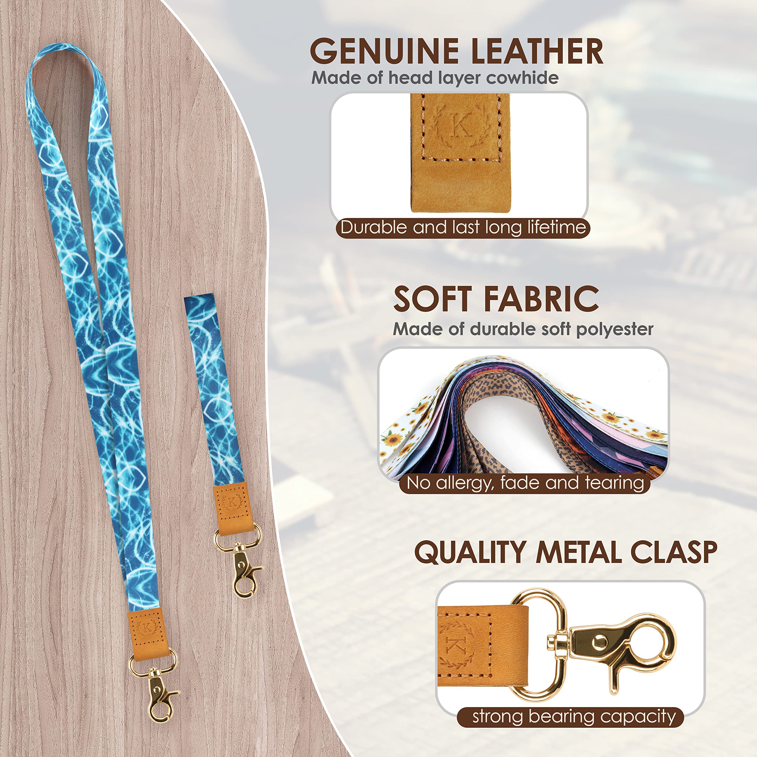Stylish Lanyard Set for Keys & ID Badges - Soft Durable Polyester - Perfect for Work & Travel