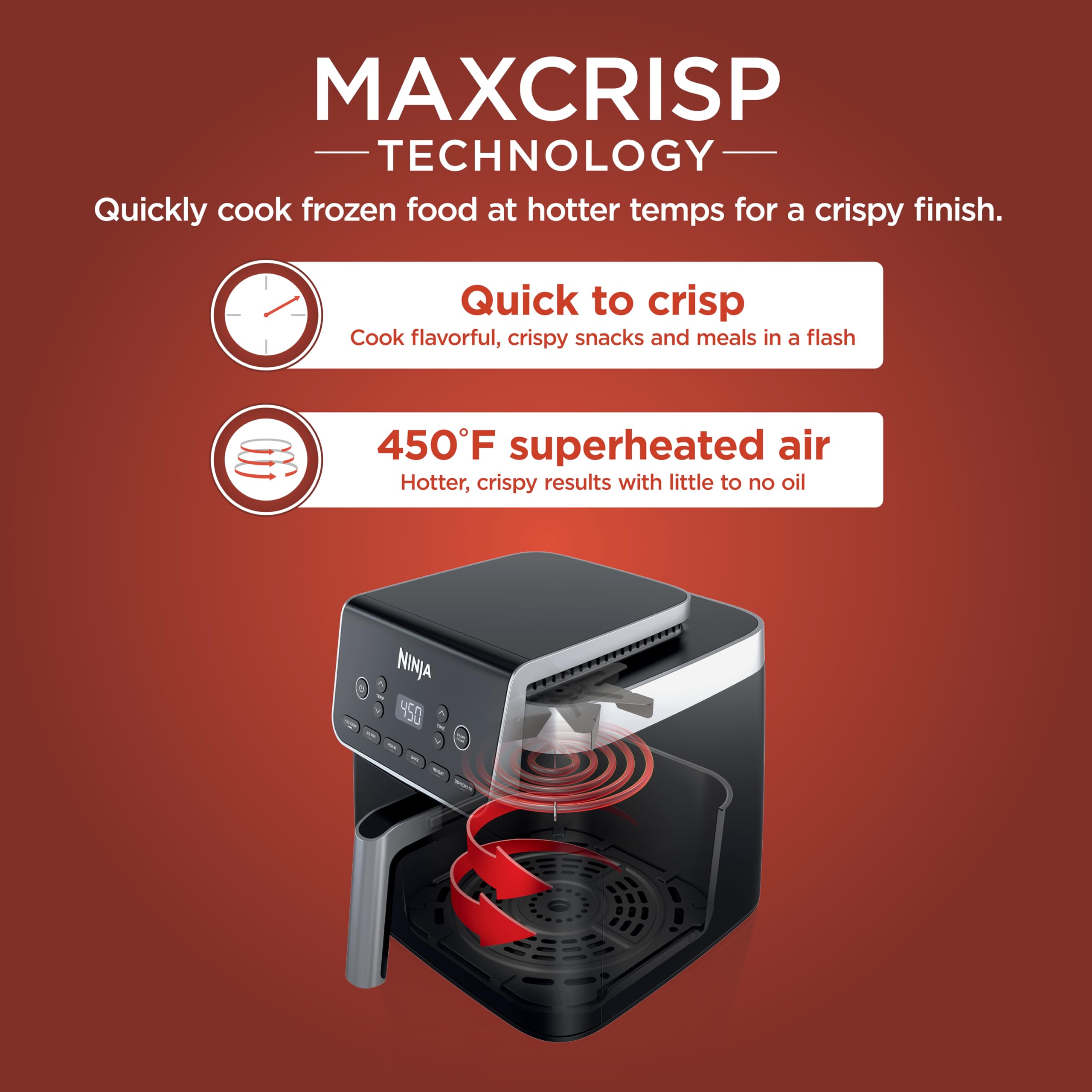 Ninja Air Fryer Pro XL 6.5 QT 6-in-1 Multi-Cooker with Max Crisp Technology - Air Fry, Roast, Bake, Reheat & Dehydrate up to 450°F - Large Capacity Countertop Oven for Healthy Cooking - Perfect for Family Meals, Snacks & Meal Prep (Grey, AF181C Canadian Version)