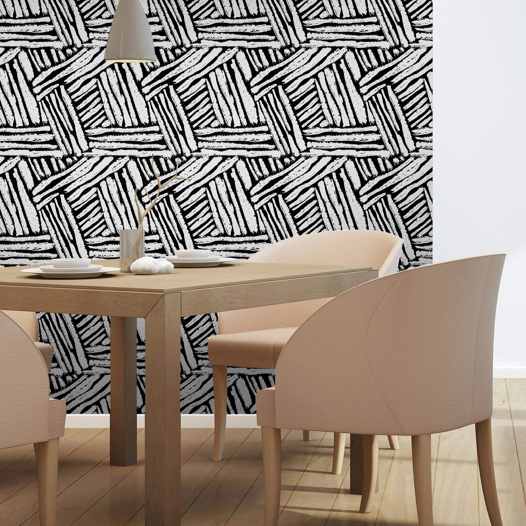 Black and White Textured Peel and Stick Removable Wallpaper - Self-Adhesive Decorative Wall Covering for Bedroom, Living Room, Office & Home Decor