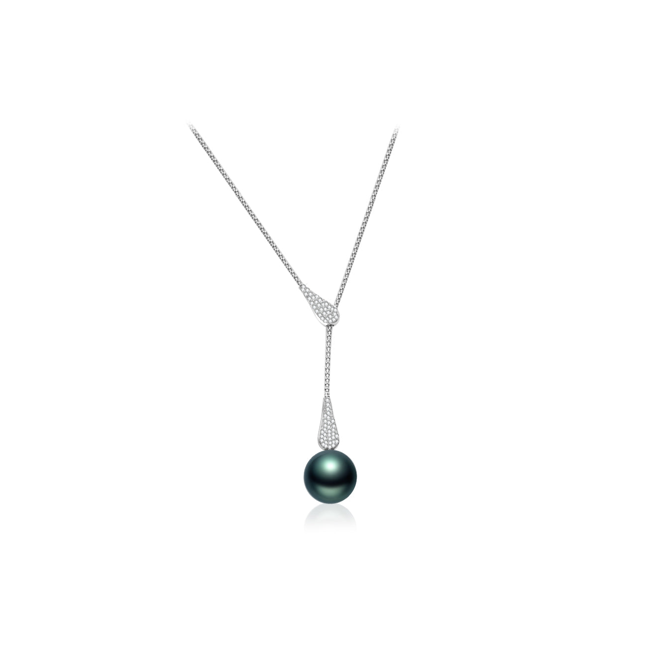 18K Solid Gold Diamond Tahitian Pearl Necklace for Women - Elegant Luxury Jewelry Gift for Anniversary, Wedding & Special Occasions | KN00281