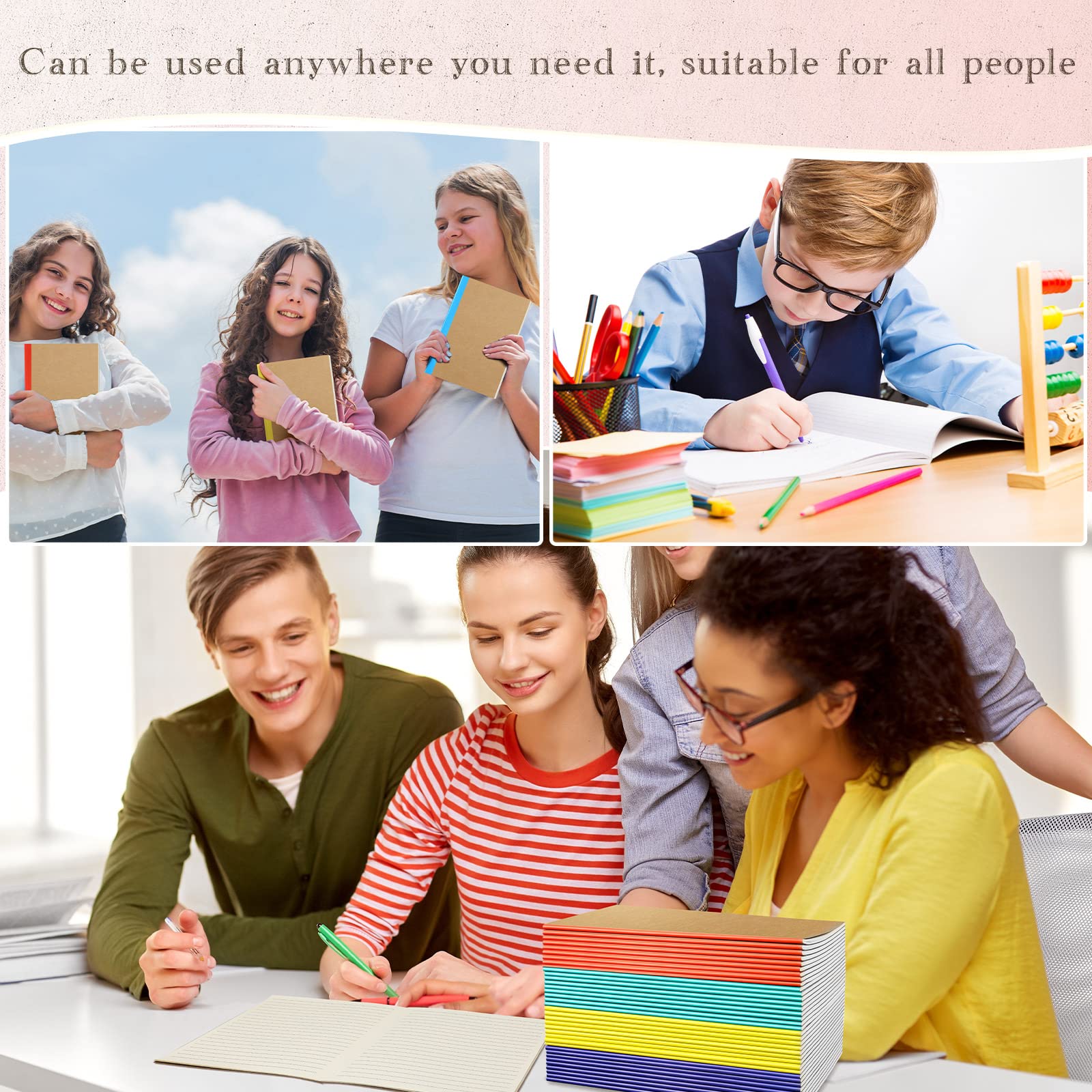150-Pack A5 Kraft Notebooks - 60 Pages Soft Cover Ruled Composition Notebooks Bulk for Students, Office & School Supplies - 5.8 x 8.3 Inch Colorful Journals - Perfect for Note Taking, Journaling, Classroom & Travel Writing