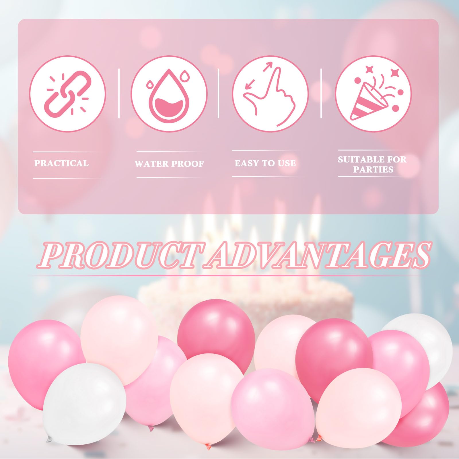 76-Piece Pink Party Carpet Runner Set with Floor Runner, Double-Sided Tape, Stanchion Posts, Velvet Ropes & Balloons - Wedding, Birthday, Red Carpet Event Decorations