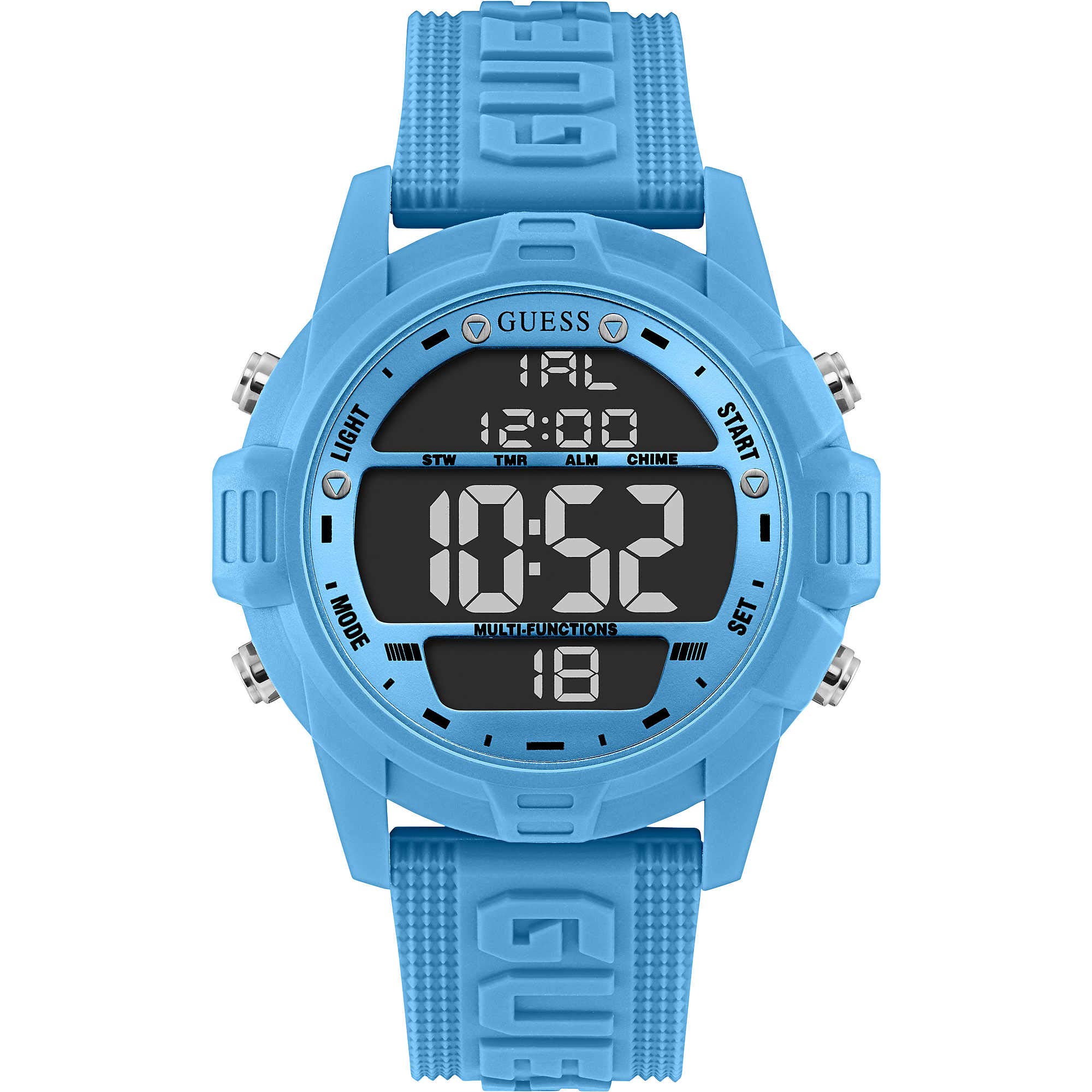 GUESS 48mm Digital Watch for Men & Women - Waterproof Silicone Strap Smartwatch with Fitness Tracker - Perfect for Running, Swimming & Everyday Wear