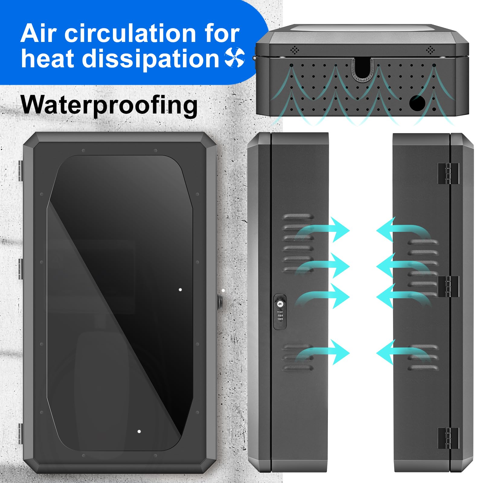 Tesla Wall Charger Organizer Box - IP64 Waterproof & Dustproof Steel Lockable Protection Case for Model 3/Y/S/X - Secure Outdoor Charging Station for Home & Garage Use