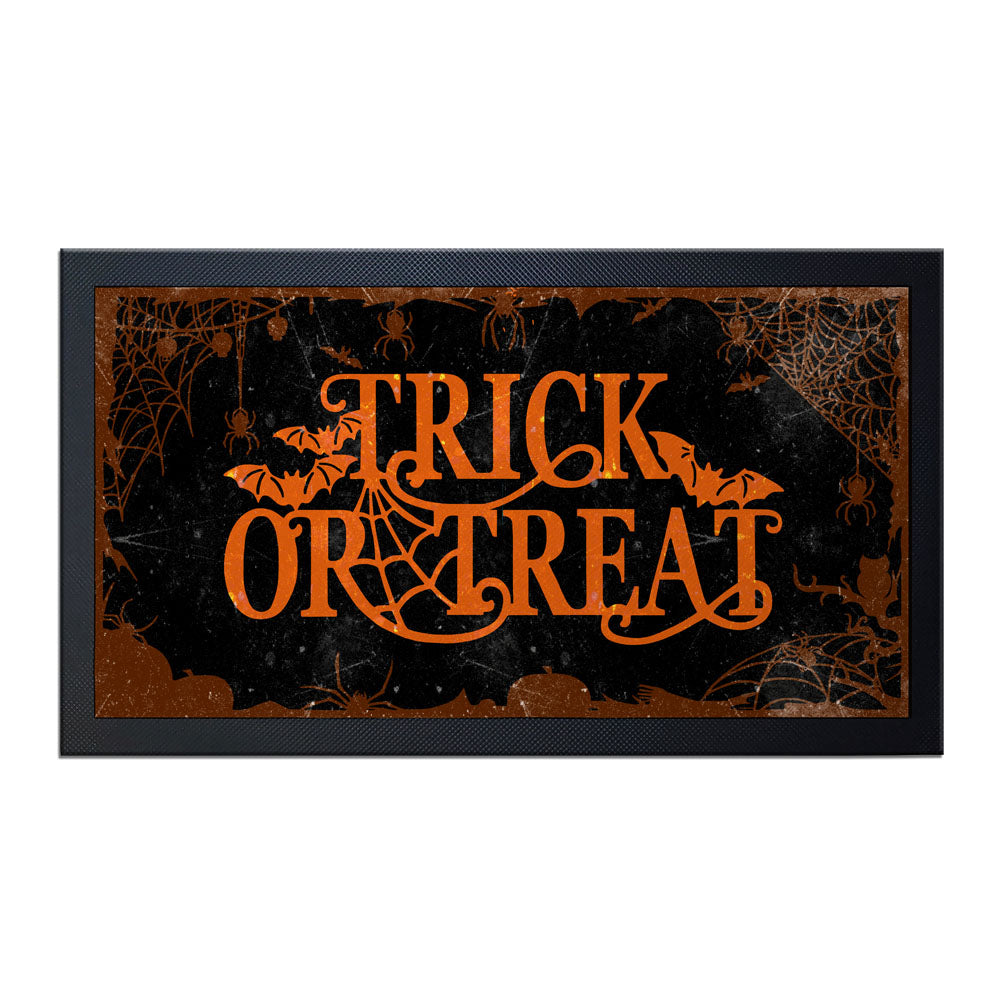Bar Service Mat - Non-Slip Drink Coaster for Halloween Trick or Treat Party - 17.25 x 10 Inches - Perfect for Home Bars, Kitchen Countertops & Halloween Decorations