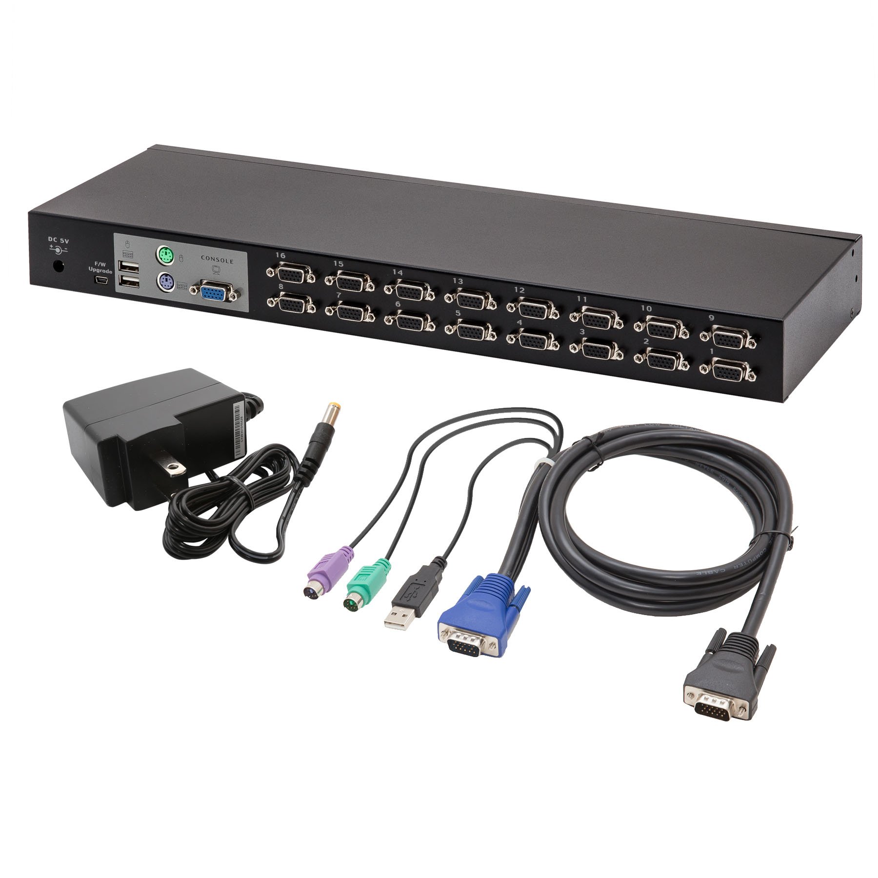Syba SY-KVM50083 8 Port VGA KVM Switch with USB & PS/2 Support - Multi-Computer Control for Office, Server Room & Home Workstation Setup