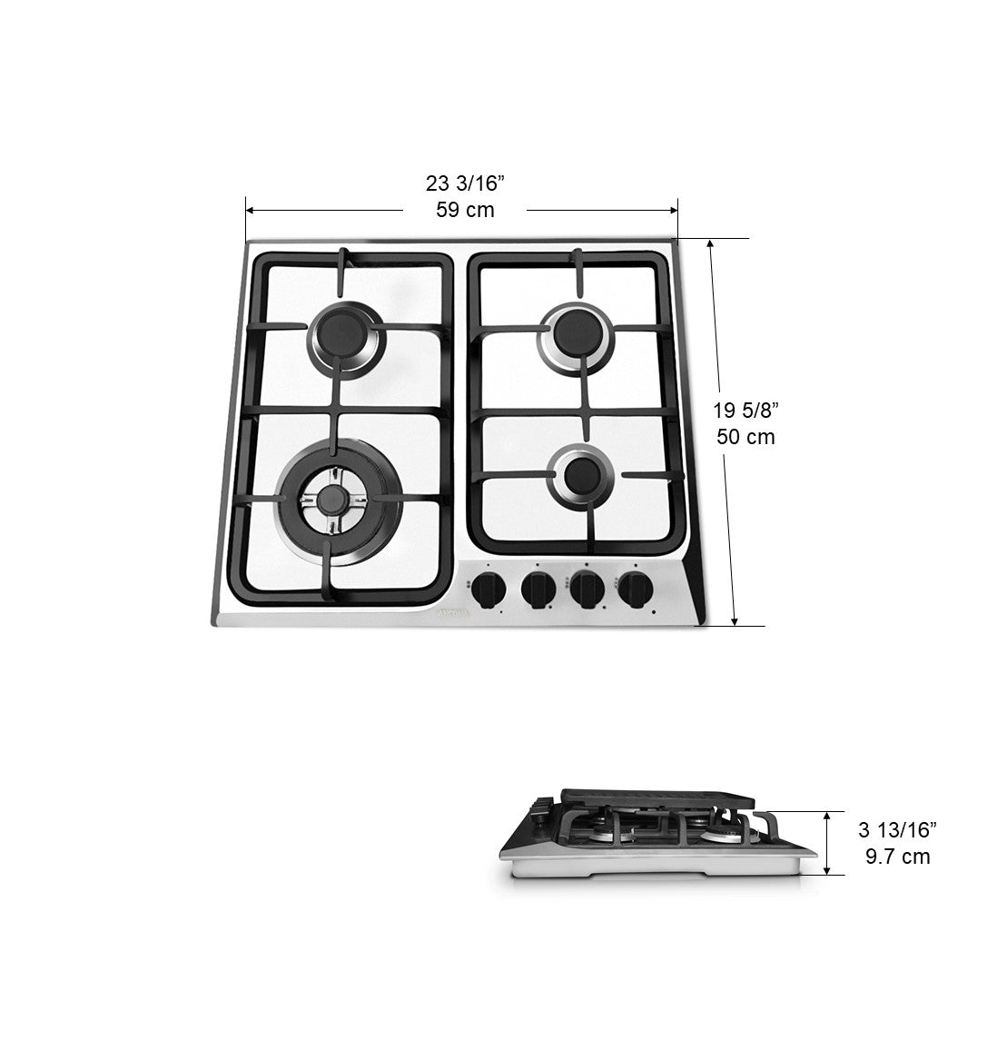 24 Inch 4 Burner Gas Cooktop - Professional Stainless Steel Stovetop for Home Kitchen | Perfect for Cooking, Boiling & Simmering | Ideal for Apartments, RVs & Outdoor Kitchens