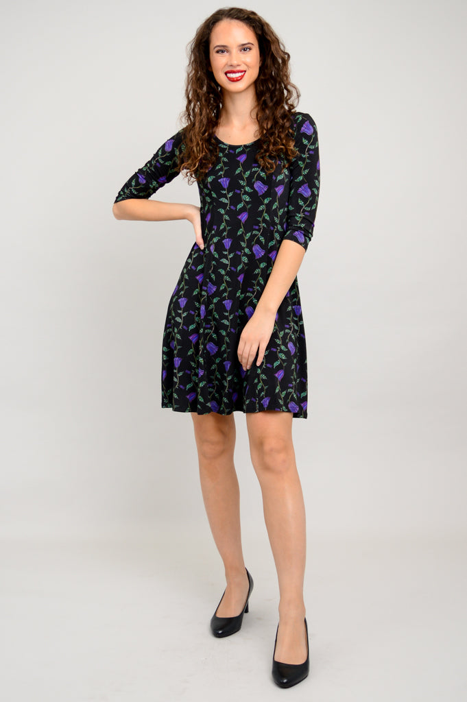 Callie 3/4 Sleeve Floral Dress - Bamboo Fabric - Perfect for Summer Outings & Beach Vacations