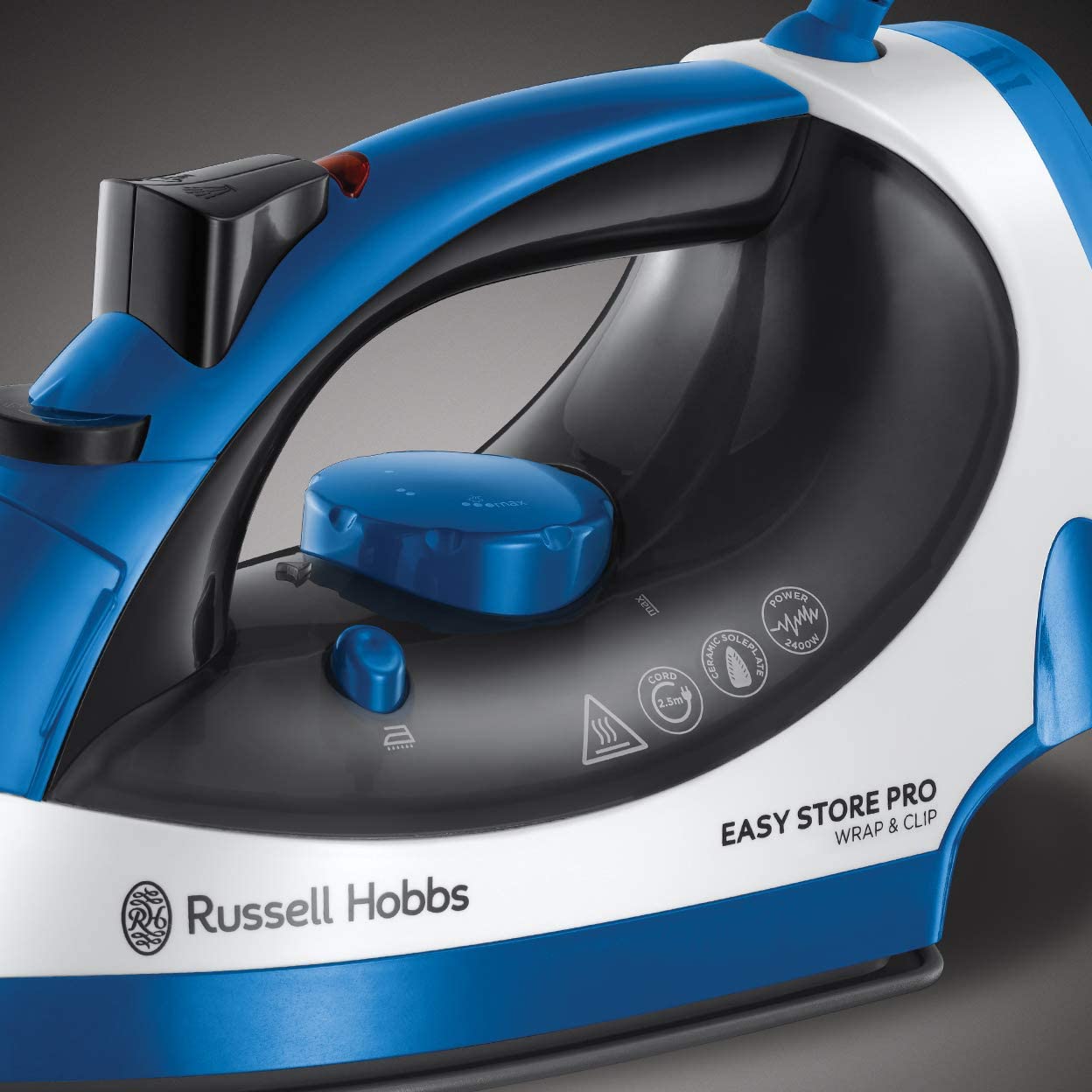 Russell Hobbs RHC1100 Easy Store Steam Iron - 45g Continuous Steam, Blue/White - Perfect for Home & Travel, Quick Wrinkle Removal for Clothes, Shirts & Fabrics