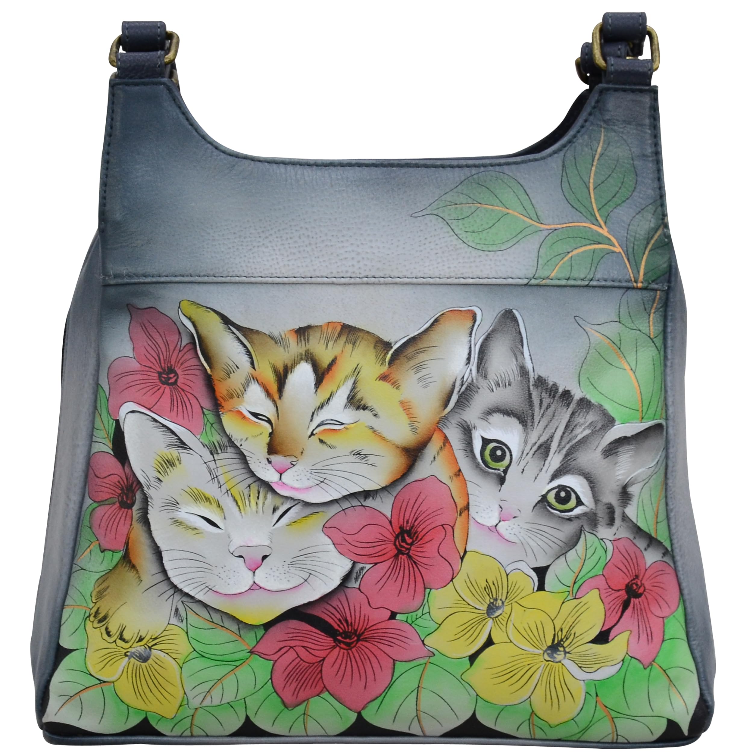 Anuschka Anna Women's Hand-Painted Leather Triple Compartment Satchel Purse - Perfect for Work, Travel & Everyday Use