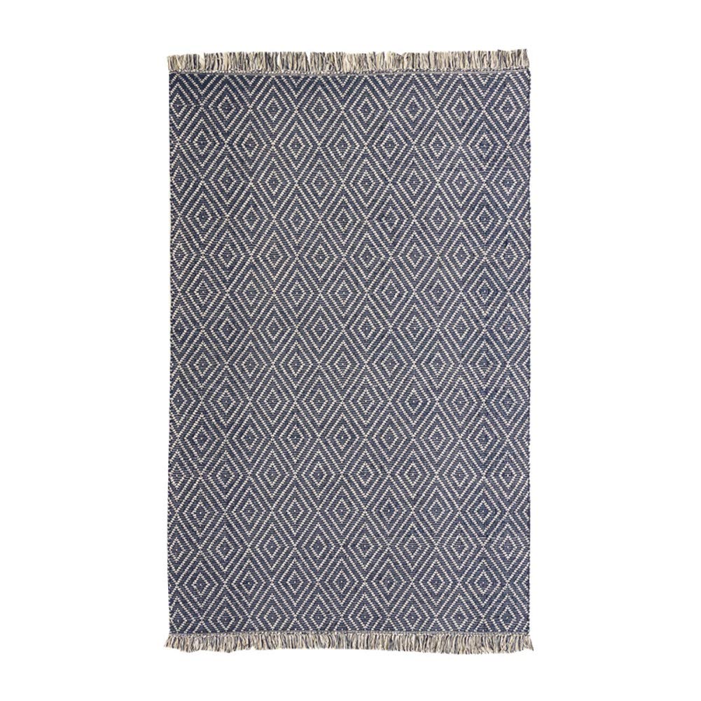 NKAN Handwoven Cotton Tassel Area Rug - Moroccan Geometric Diamond Design Washable Throw Rug for Living Room, Bedroom, Entryway - Perfect for Home Decor & High Traffic Areas