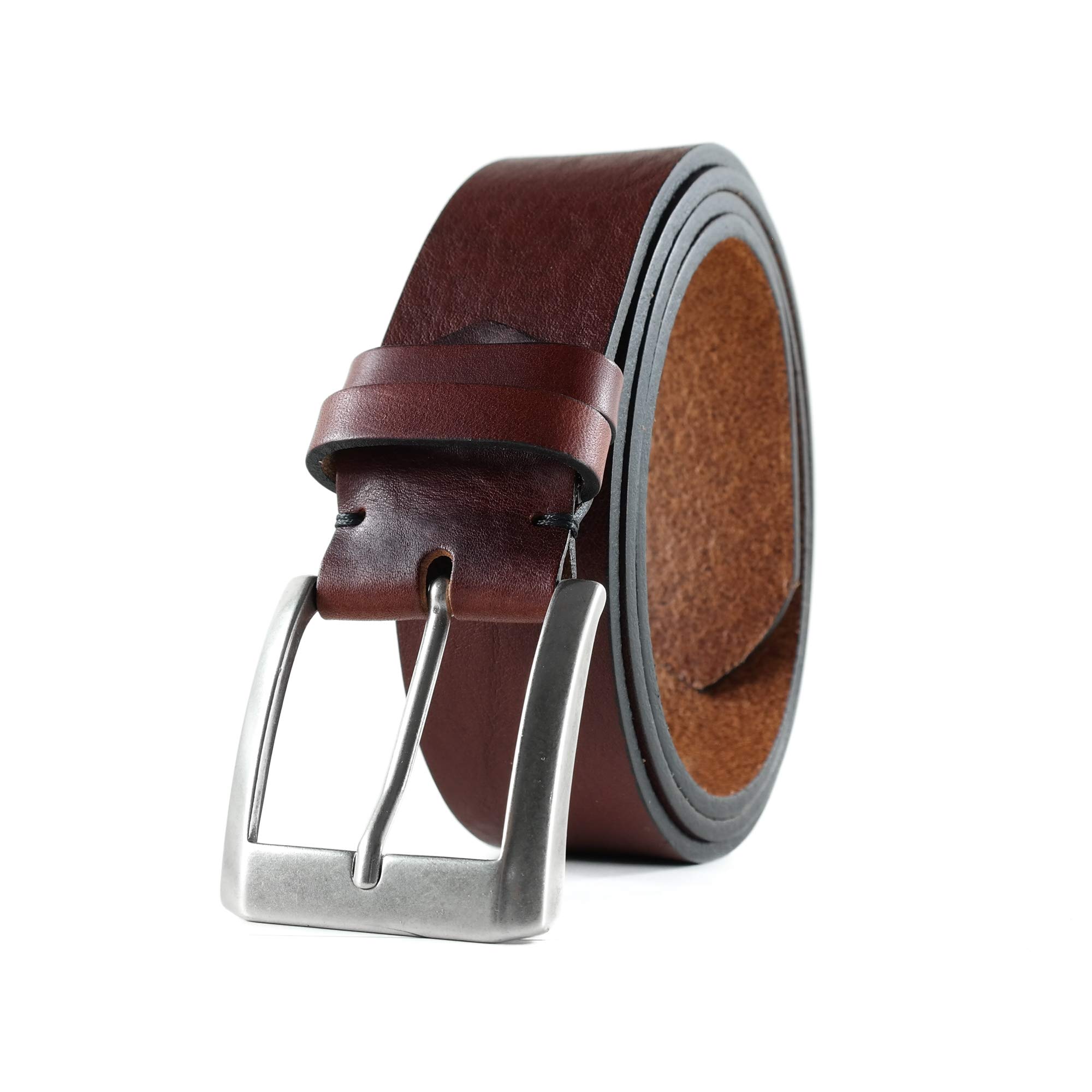 Handmade Full Grain Leather Belt for Men - Premium Custom Jeans Belt with Gift Box (HoffeBelts Prime Collection) - Perfect for Casual Wear, Office & Gifts