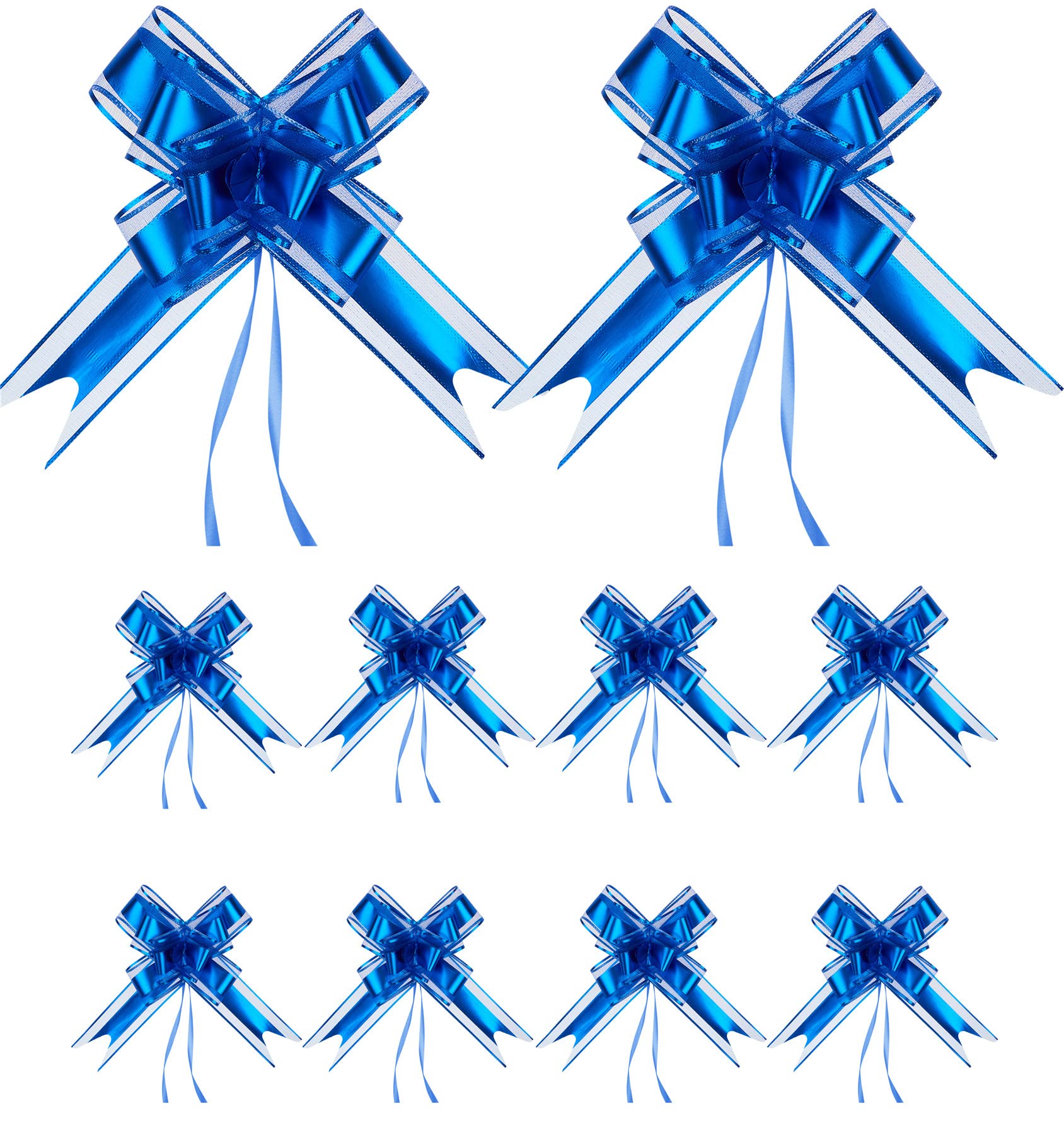 Elegant Blue Pull Bows for Weddings, Holidays & Gift Wrapping - 30pcs Large Decorative Ribbon Bows for Gift Baskets, Birthday Presents & Party Decorations