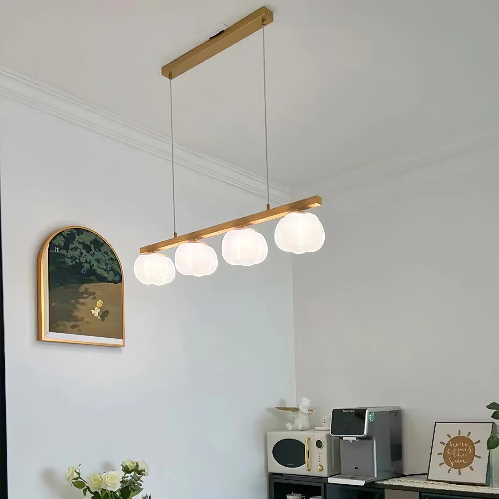 Handmade Cotton Ball Chandelier - Elegant Boho Home Decor for Bedroom, Nursery & Wedding | Soft Lighting Fixture with Natural Cotton Accents