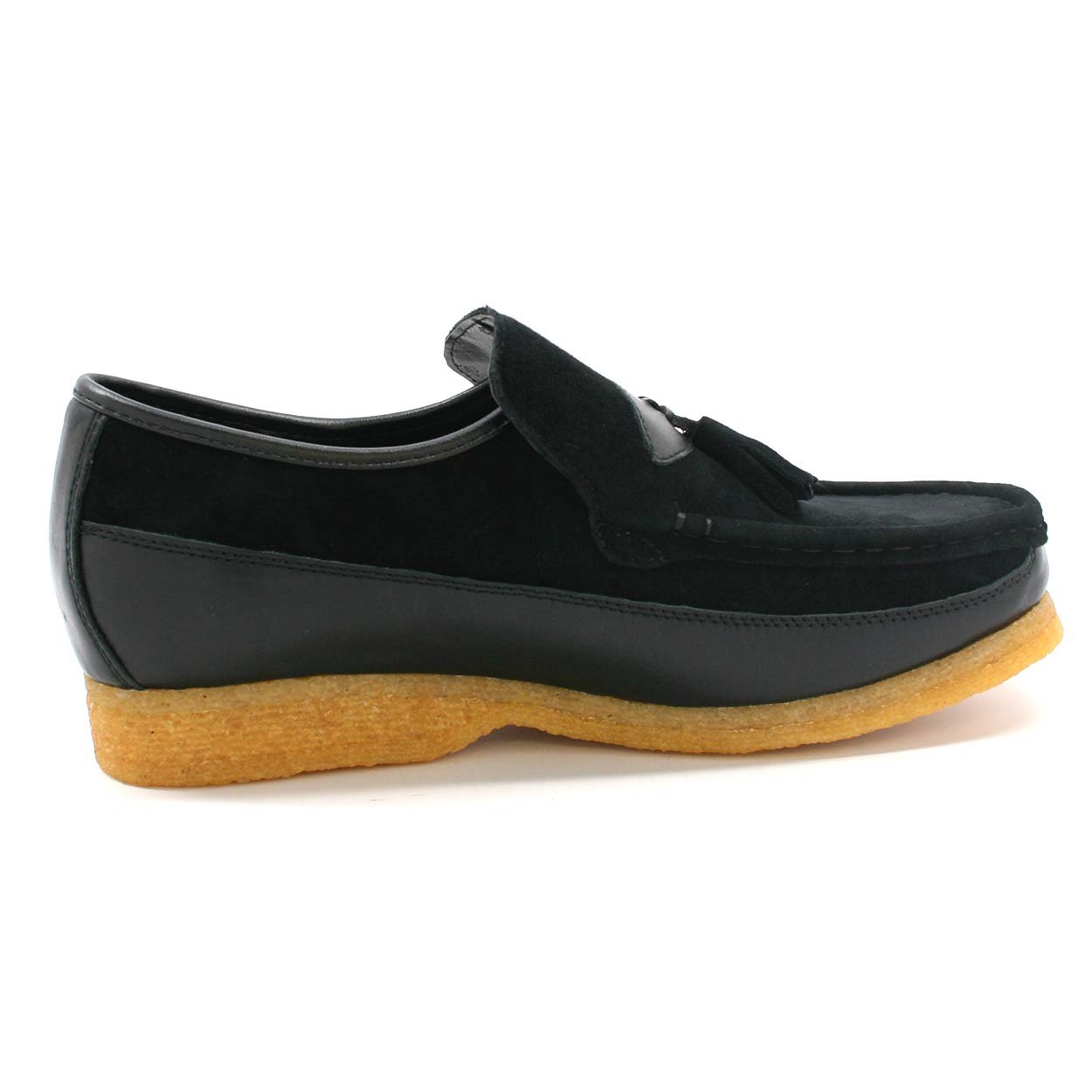 British Collection King Old School Slip-On Black Suede Shoes - Vintage Style Men's Loafers for Casual Wear & Comfortable Everyday Outfits