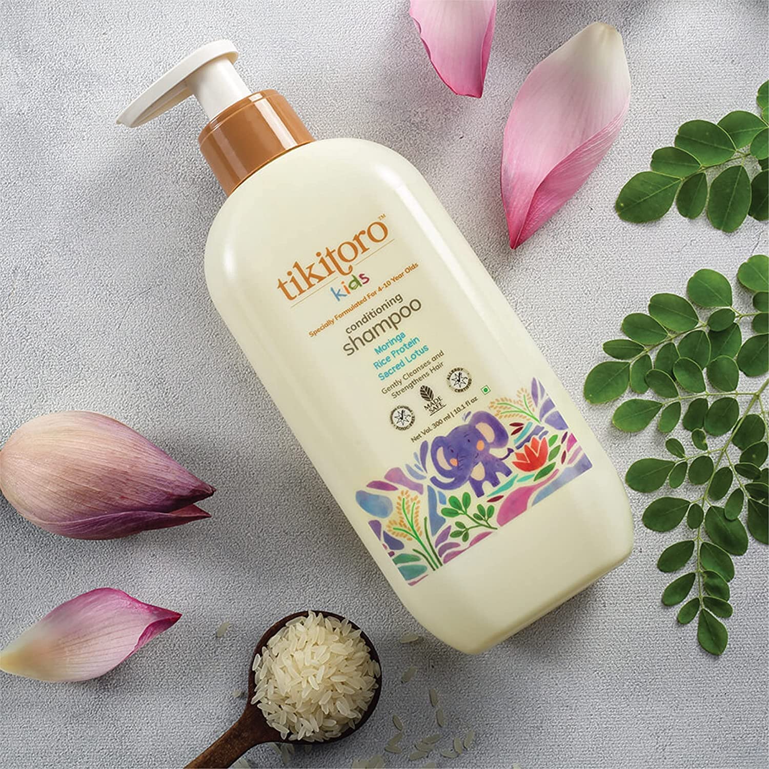 Jesica Kids Natural Shampoo for Girls & Boys - Vegan Hair Care with Moringa Oil, Rice Protein & Lotus Extract - Sulfate Free, Paraben Free - Gentle Conditioning for Children Age 4+ (300ml/10.1oz) - Perfect for Daily Bath Time & Sensitive Scalp Care