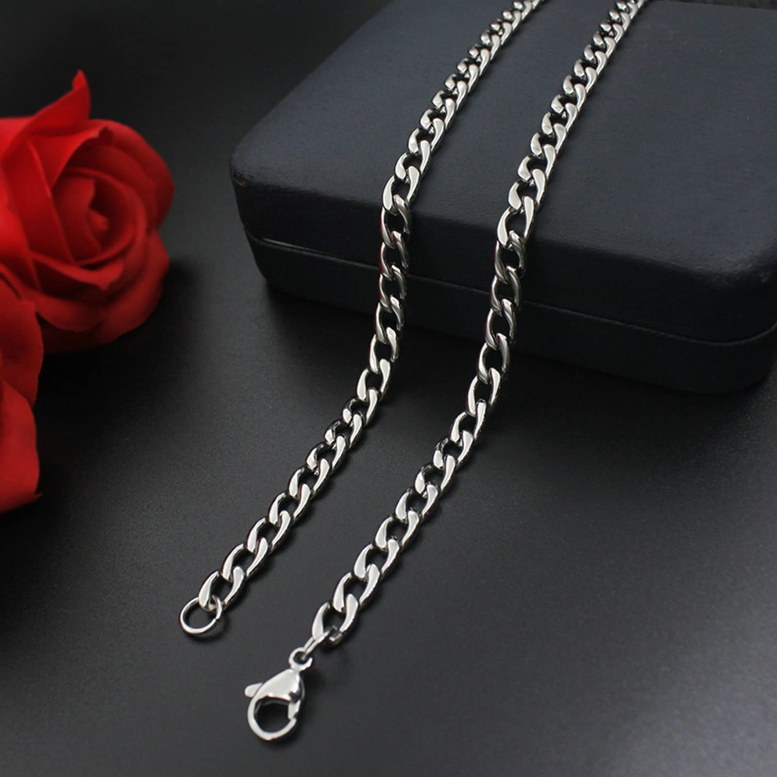 Stainless Steel Cuban Chain Necklace for Men - Silver Rope Link Necklace | Perfect for Hip Hop Fashion, Gifts & Everyday Wear