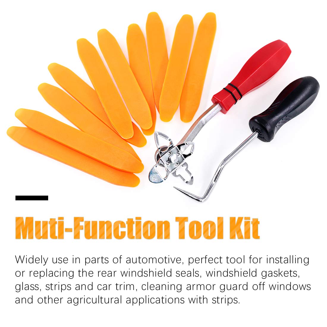 12-Piece Windshield Installation Tool Kit with 10 Stick Setting Tools, Offset Installer & Cotter Pin Puller – Perfect for Auto Glass, Gasket, Trim & Strip Replacement – Ideal for DIY Car Repairs & Professional Auto Shops
