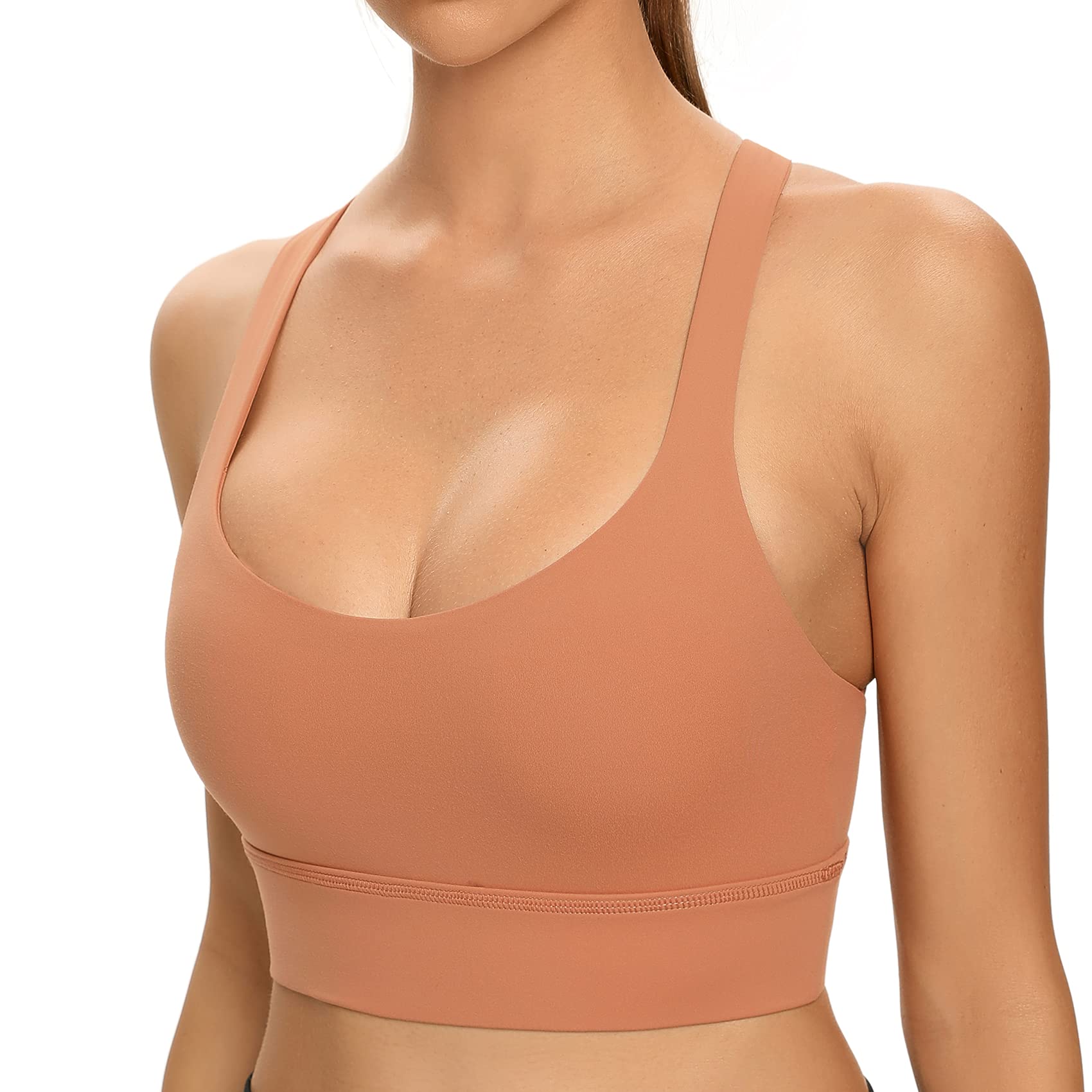 Lemedy Women's Cross Back Sports Bra - High Support Fitness Yoga Top with Strappy Longline Design - Perfect for Workouts, Running, Yoga & Gym