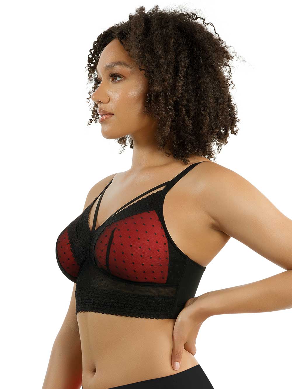 Parfait Mia Dot Wire-Free Padded Mesh Bralette - Comfortable Seamless Underwire Bra for Women, Black | Perfect for Yoga, Lounge & Everyday Wear