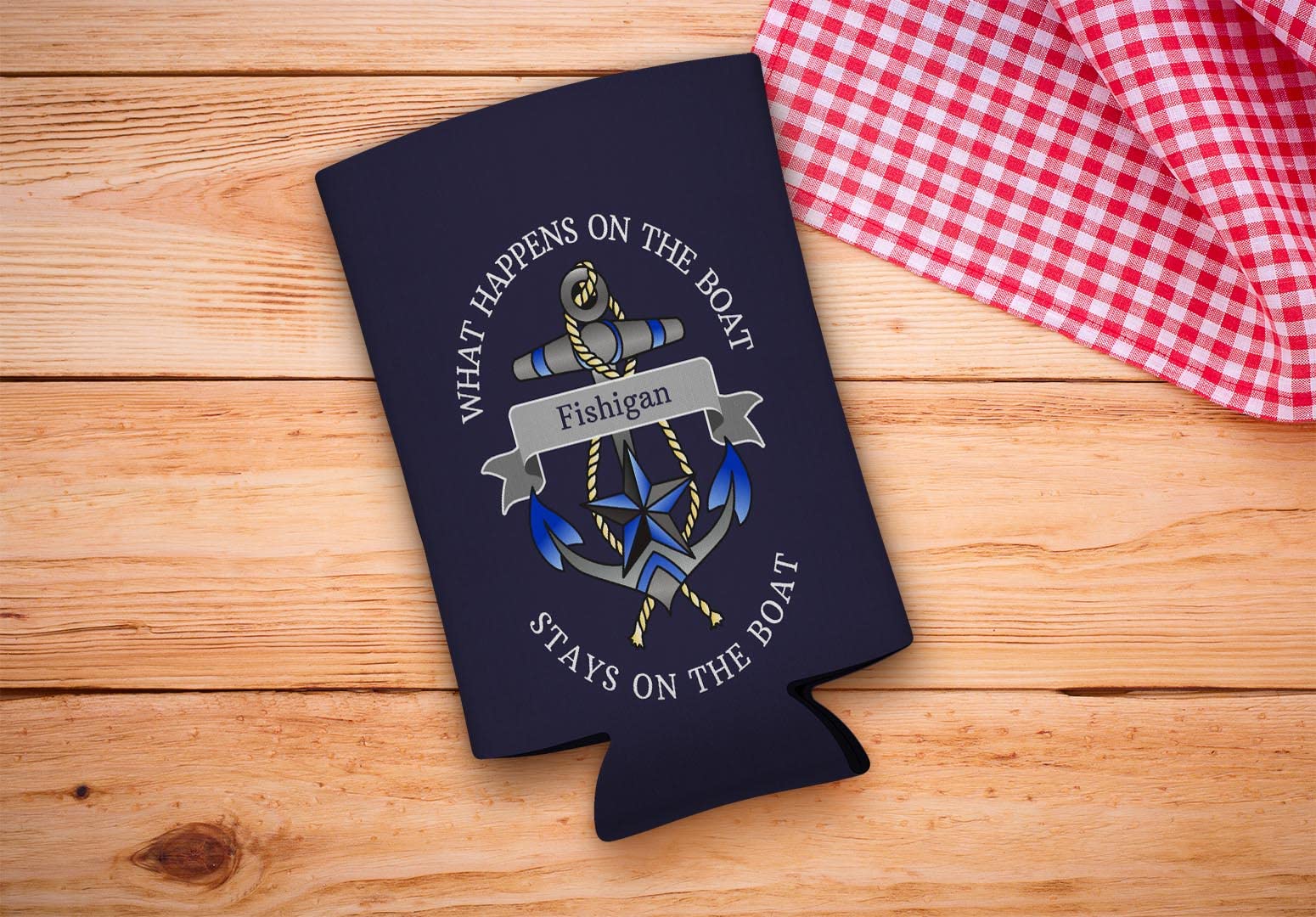 Custom Beach Can Coolers 6-Pack - Personalized Ultra Slim Can Coolies with Boat-Themed Text - Perfect for Boating, Beach Parties & Outdoor Events