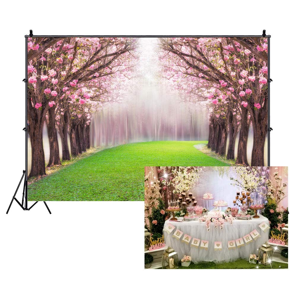 Leowefowa 10x8ft Cherry Blossom Photography Backdrop - Enchanted Garden Vinyl Background for Wedding, Studio, Bridal & Portrait Shoots | Perfect for Ceremonies, Romantic Scenes & Outdoor-Themed Events
