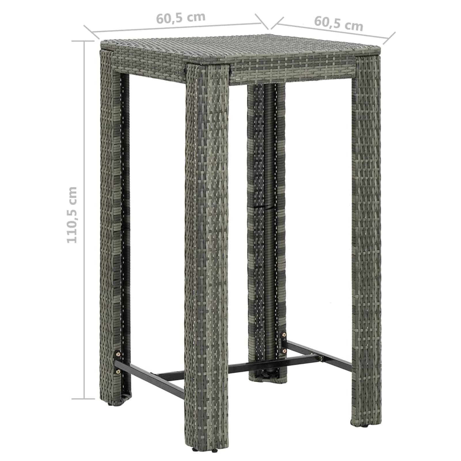 Tidyard 5-Piece Patio Bar Set with Table, 4 Stool Chairs, Footrest & Cushions - Gray Poly Rattan & Steel Frame Outdoor Furniture for Terrace, Balcony, Garden | Perfect for Entertaining, Lounging & Outdoor Dining